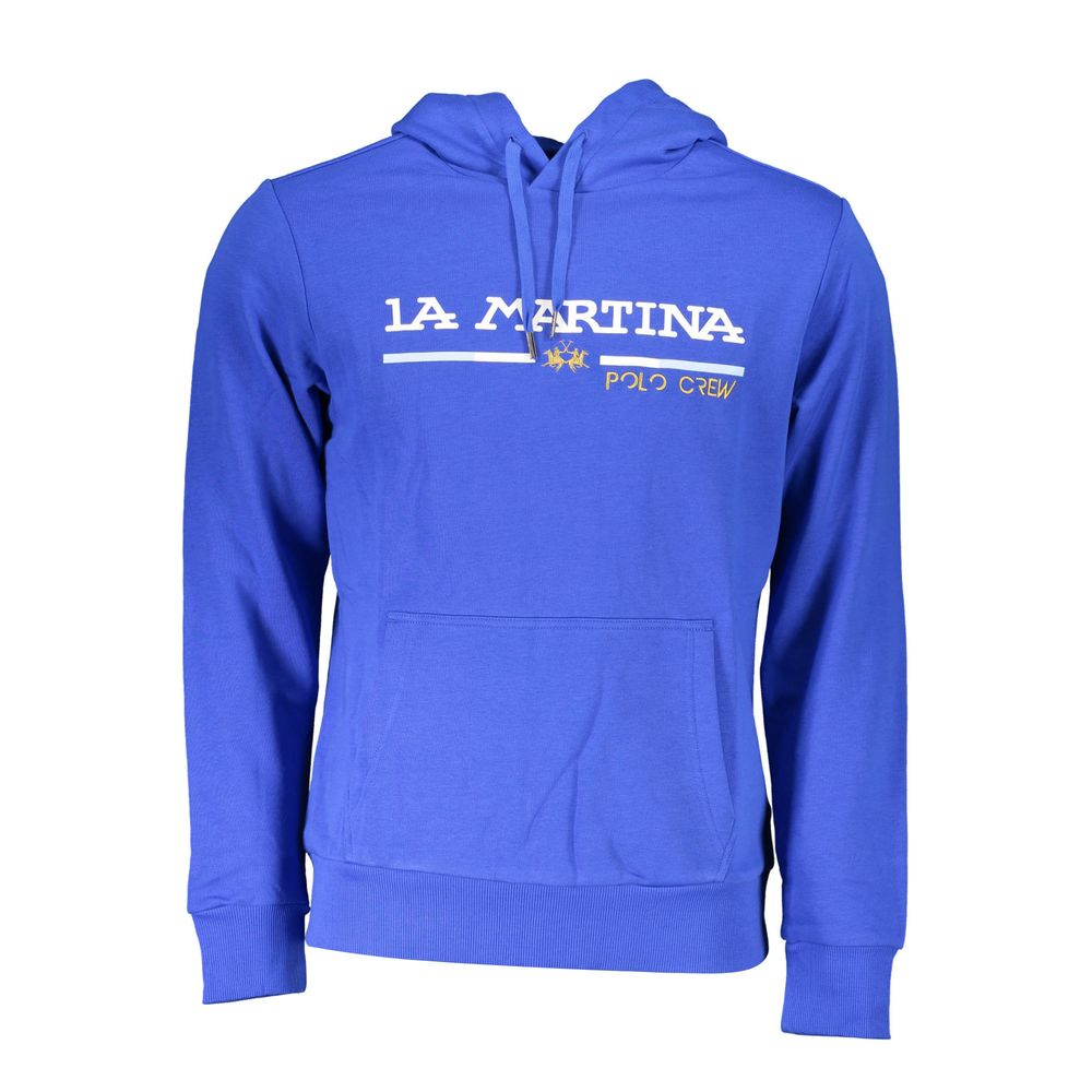 La Martina Blue Cotton Men's Hooded Sweatshirt La Martina