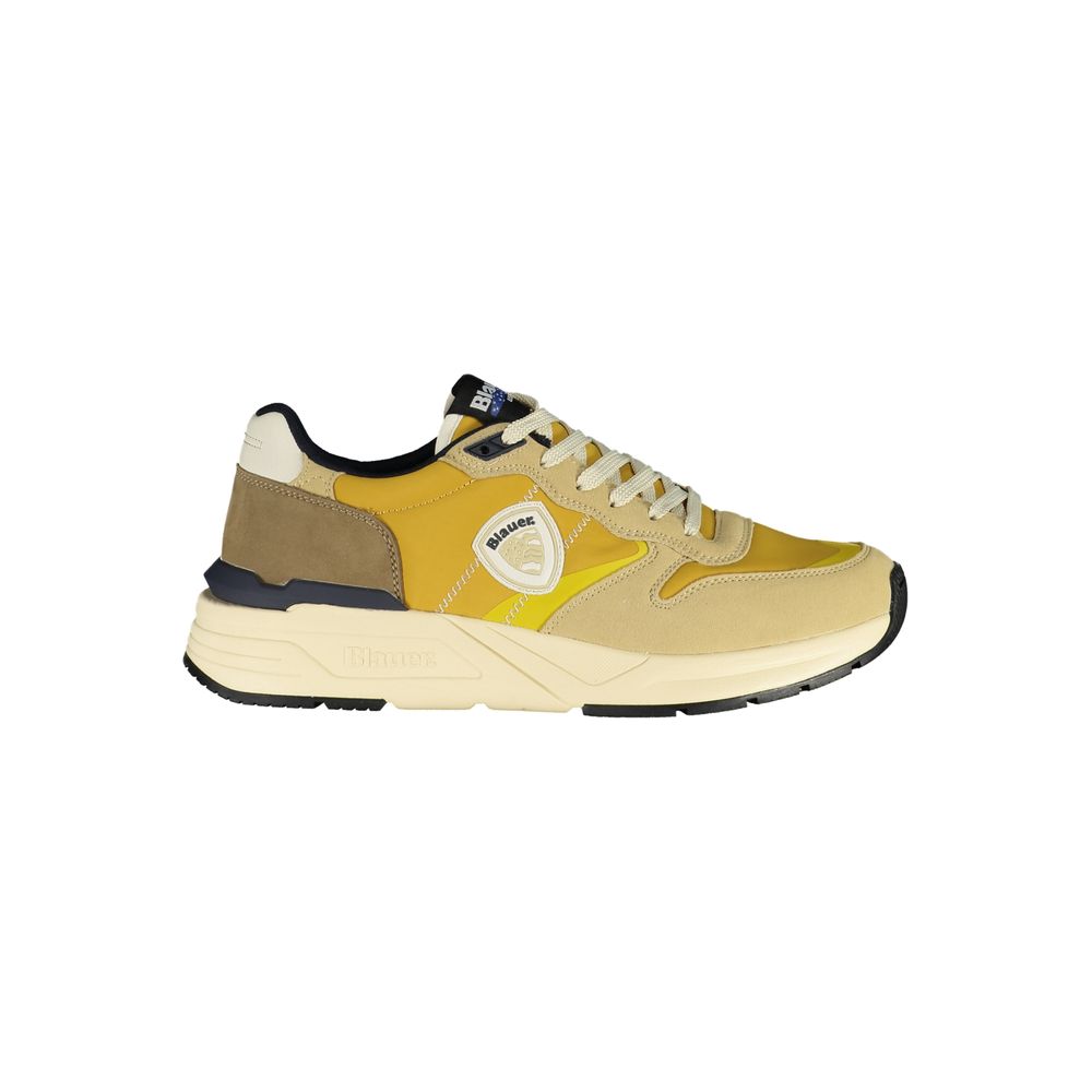 Blauer Beige Polyurethane Men Sneaker