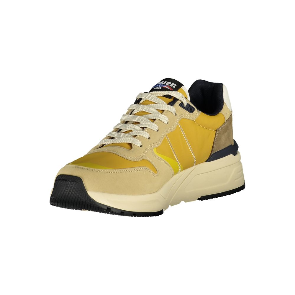 Blauer Beige Polyurethane Men Sneaker