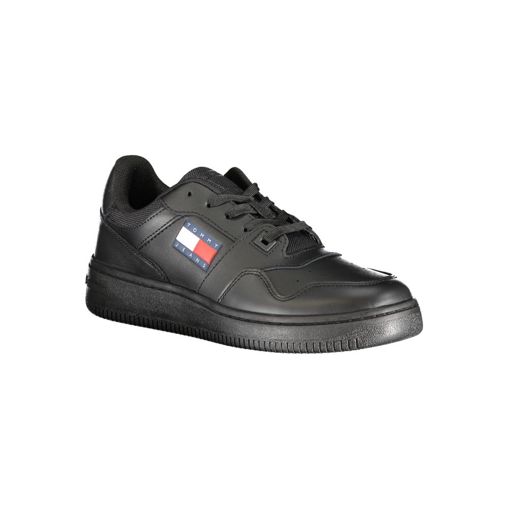 Tommy Hilfiger Black Leather Women Sneaker Tommy Hilfiger