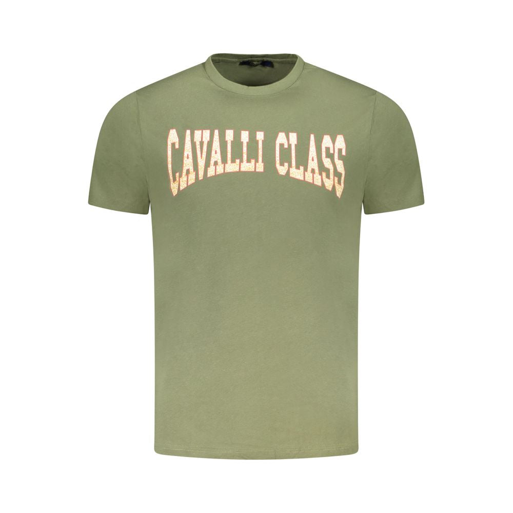 Cavalli Class Verde Cotton Men T-Shirt Cavalli Class