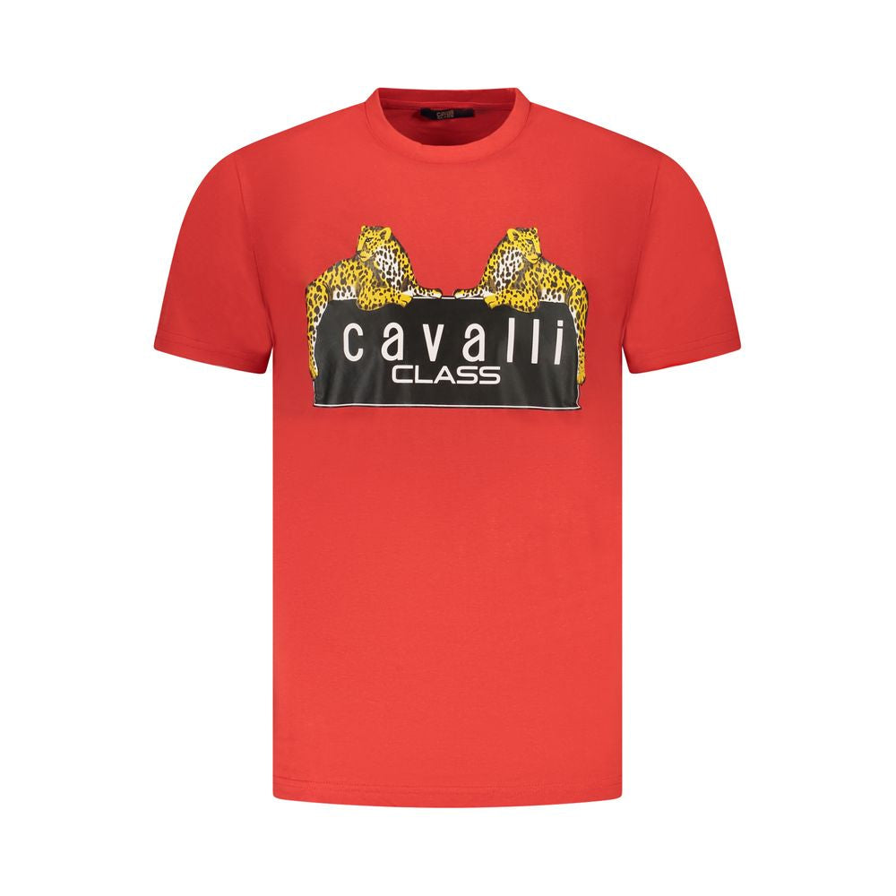 Cavalli Class Rosso Cotton Men T-Shirt Cavalli Class