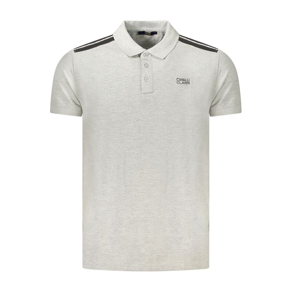 Cavalli Class Grigio Cotton Men's Polo Shirt