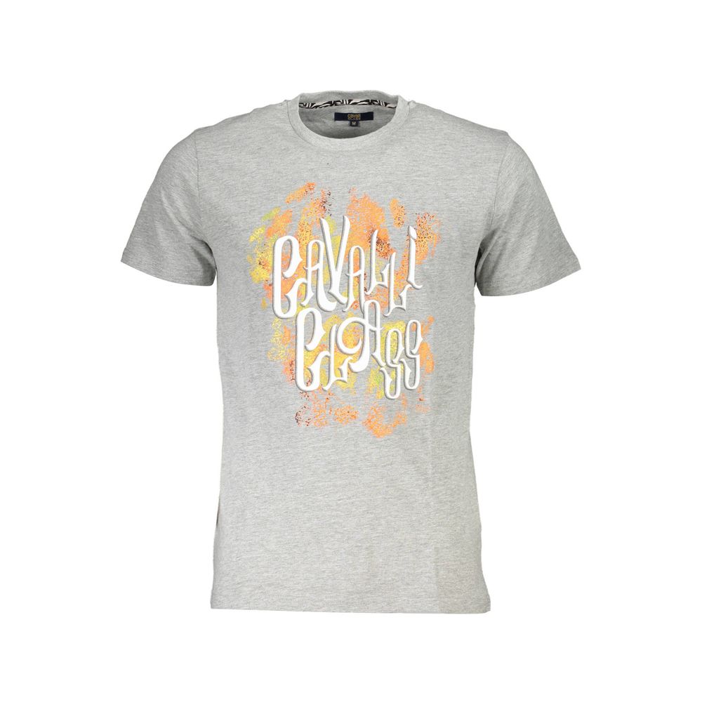 Cavalli Class Grigio Cotton Men T-Shirt Cavalli Class