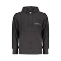 Calvin Klein Black Cotton Men Sweater with Hood and Central Pockets