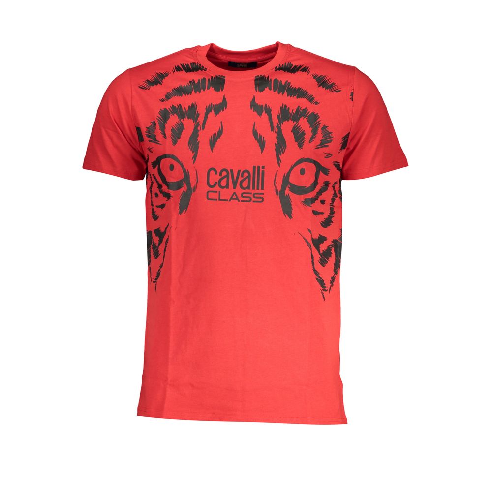 Cavalli Class Rosso Cotton Men T-Shirt Cavalli Class