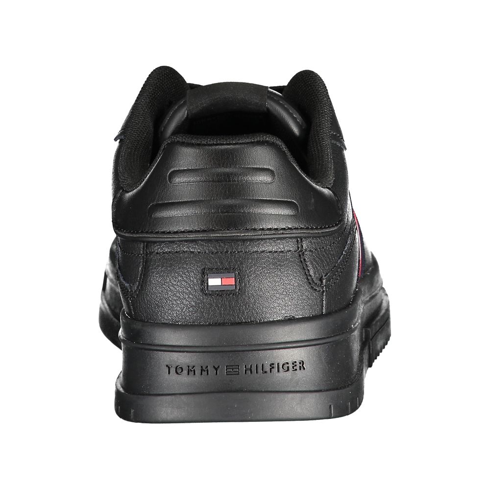 Tommy Hilfiger Black Leather Men's Sneaker Tommy Hilfiger