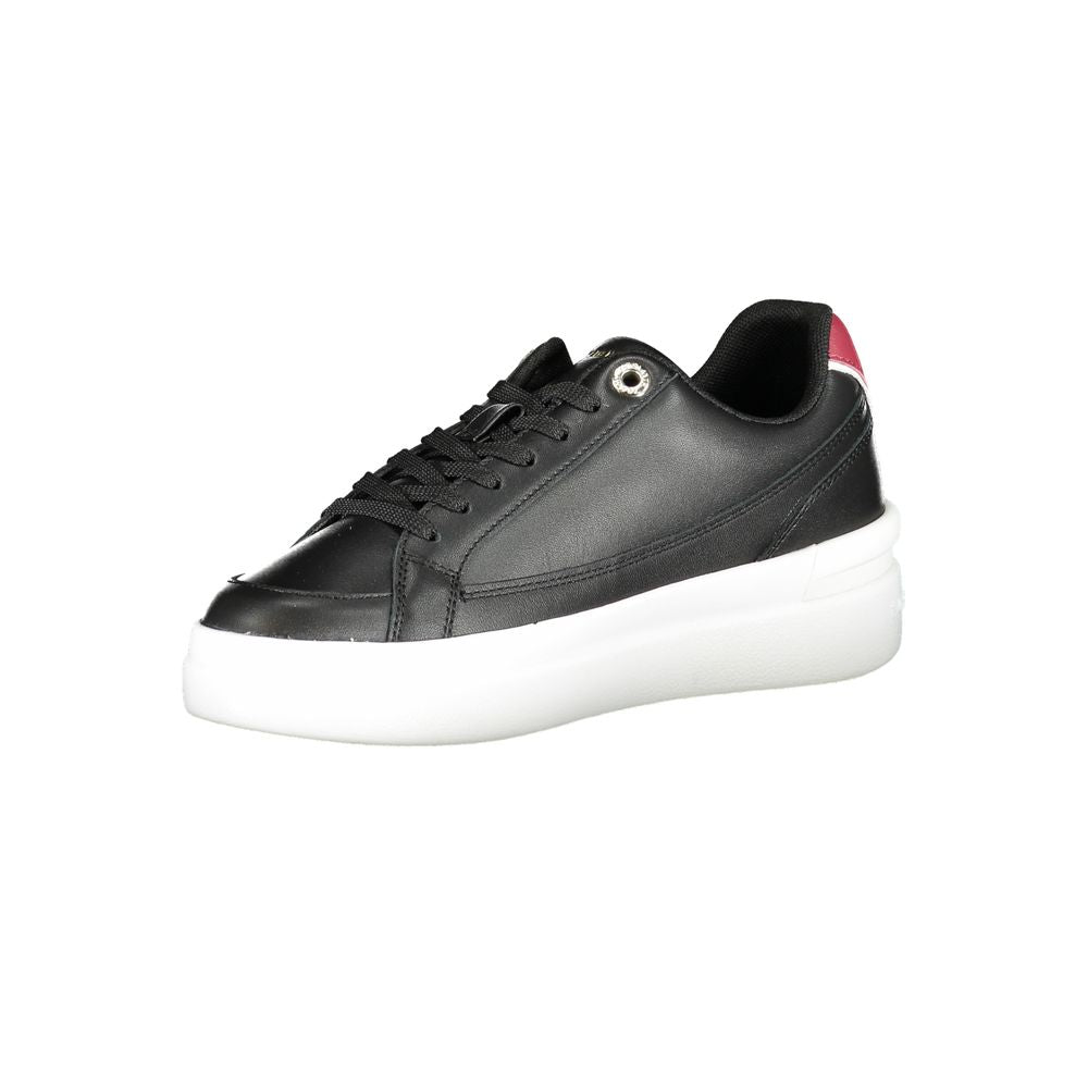Tommy Hilfiger Black Leather Women Sneaker Tommy Hilfiger