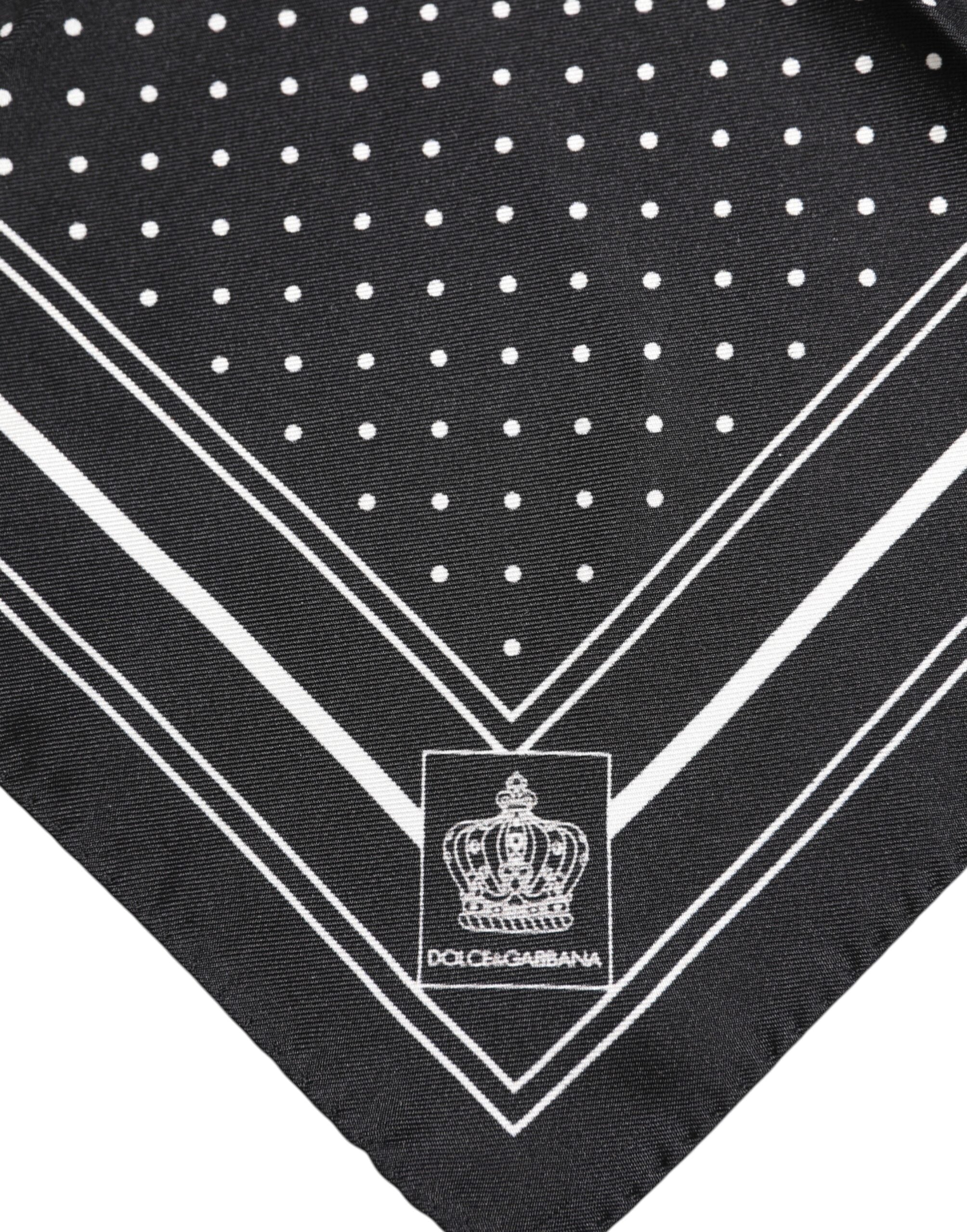 Dolce & Gabbana Black White Polka Dot Men Foulard Scarf Dolce & Gabbana