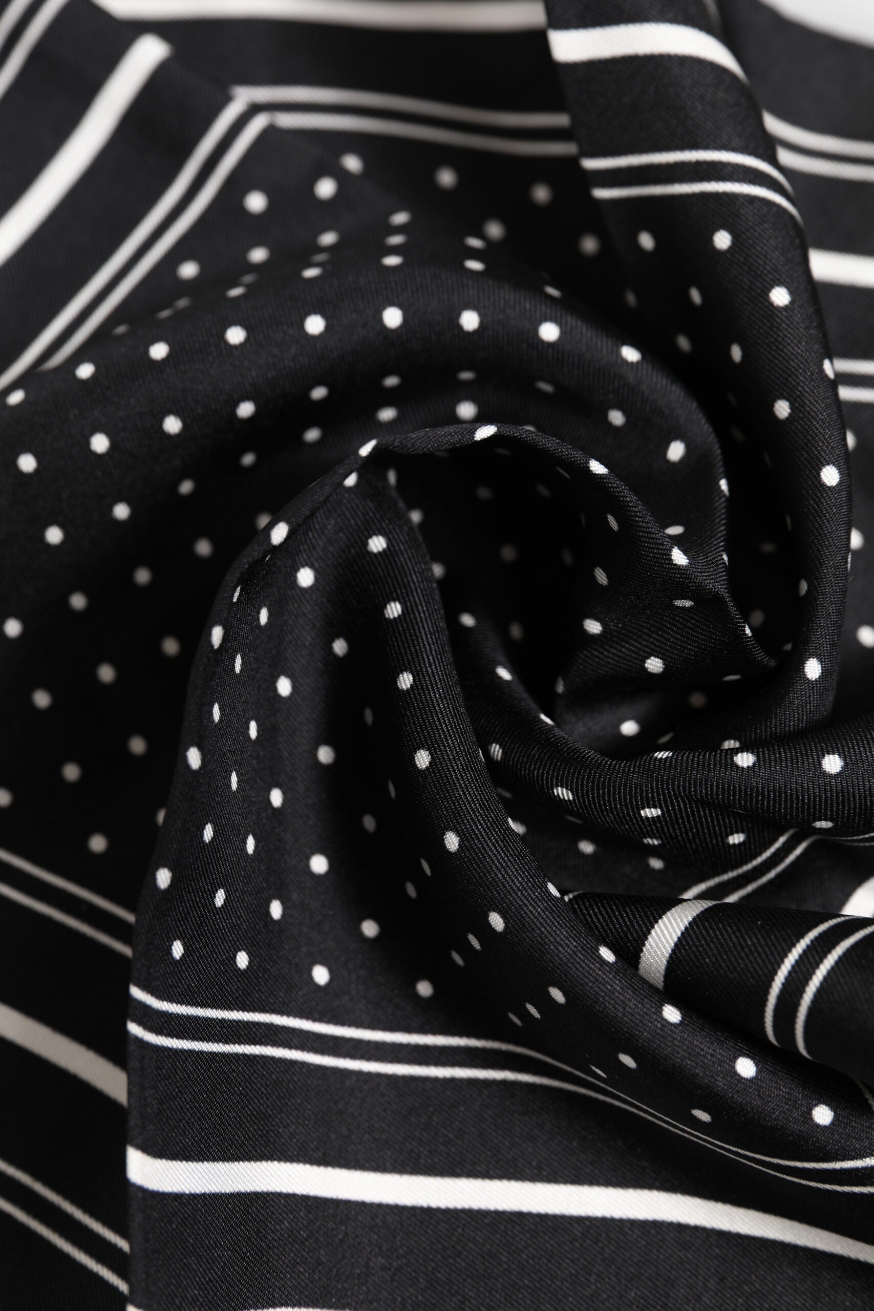 Dolce & Gabbana Black White Polka Dot Men Foulard Scarf Dolce & Gabbana