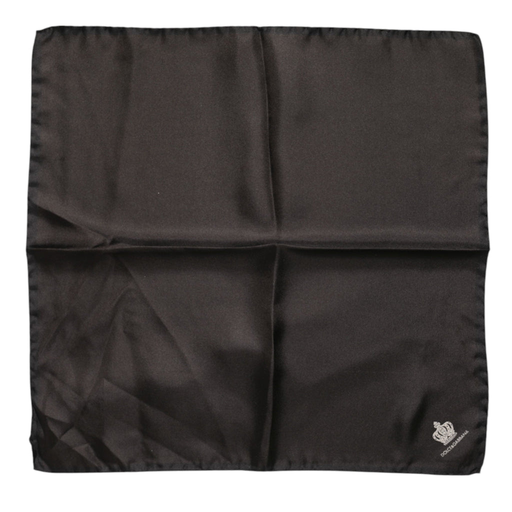 Dolce & Gabbana Brown DG Crown Silk Square Men Foulard Scarf Dolce & Gabbana