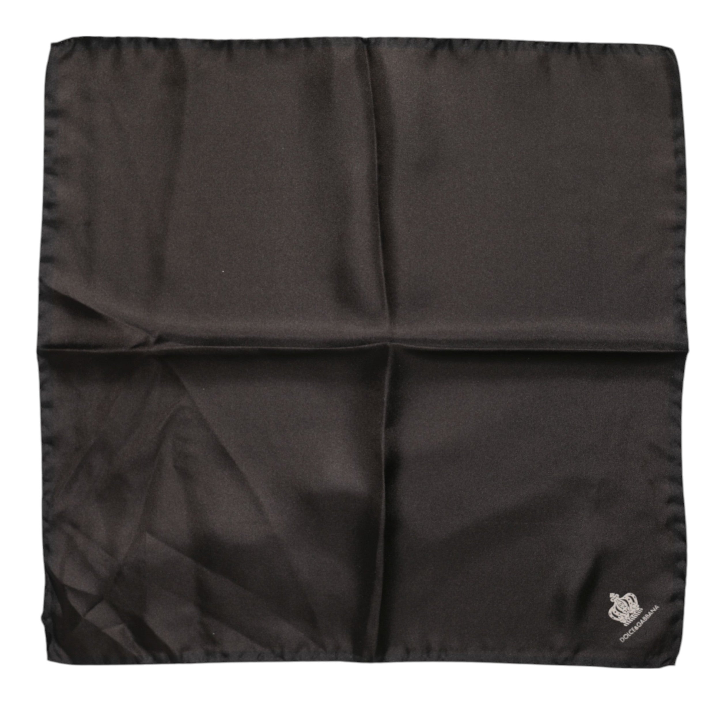Dolce & Gabbana Brown DG Crown Silk Square Men Foulard Scarf Dolce & Gabbana