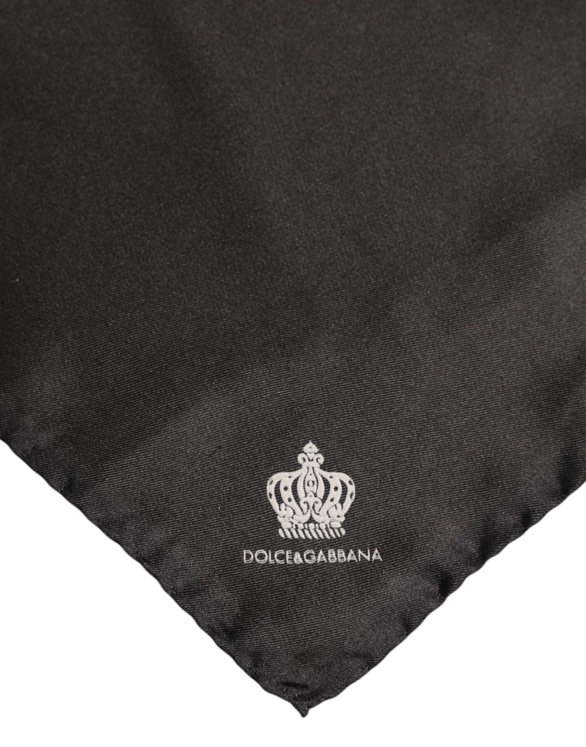 Dolce & Gabbana Brown DG Crown Silk Square Men Foulard Scarf Dolce & Gabbana