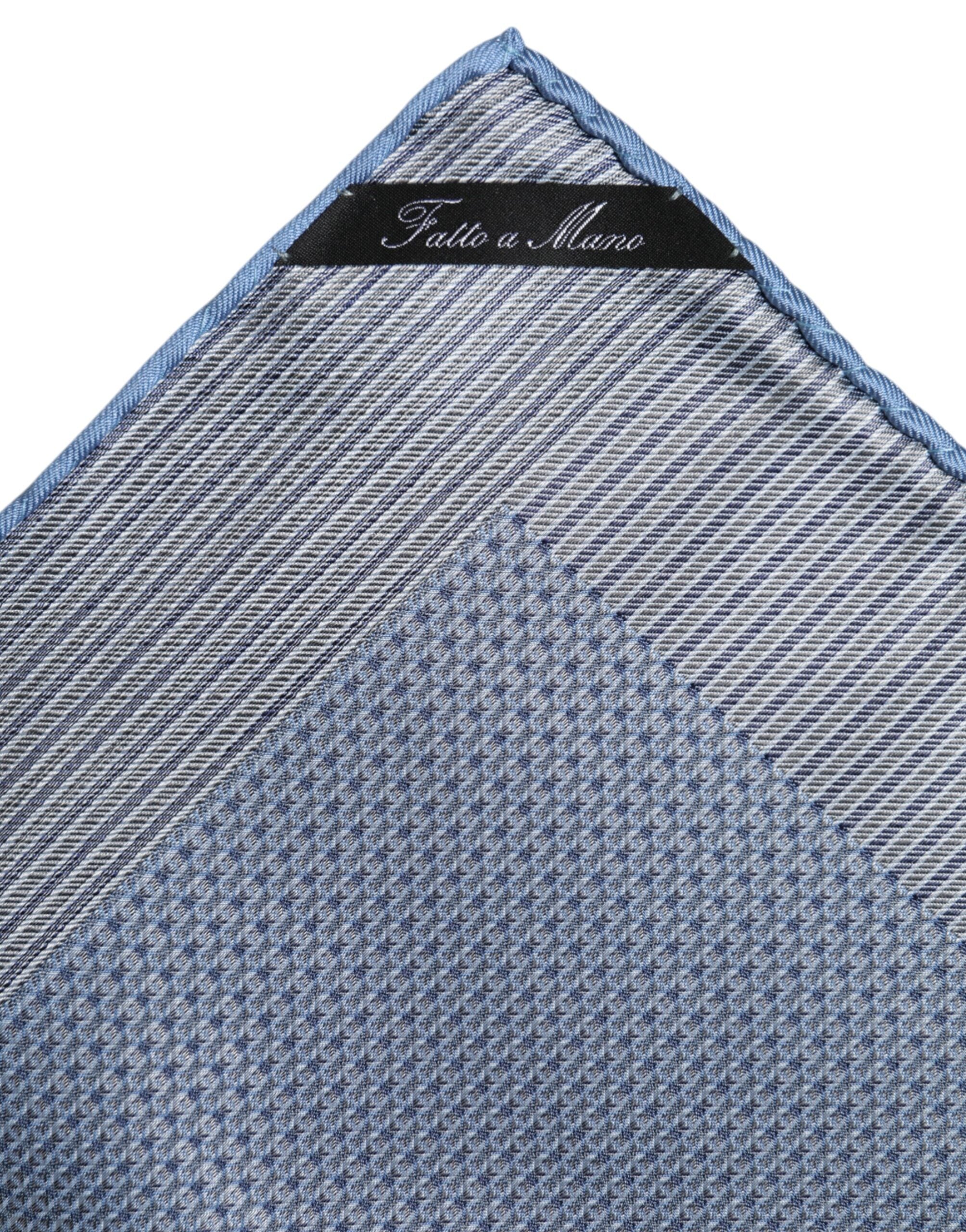 Dolce & Gabbana Light Blue Silk Square Men Foulard Scarf Dolce & Gabbana