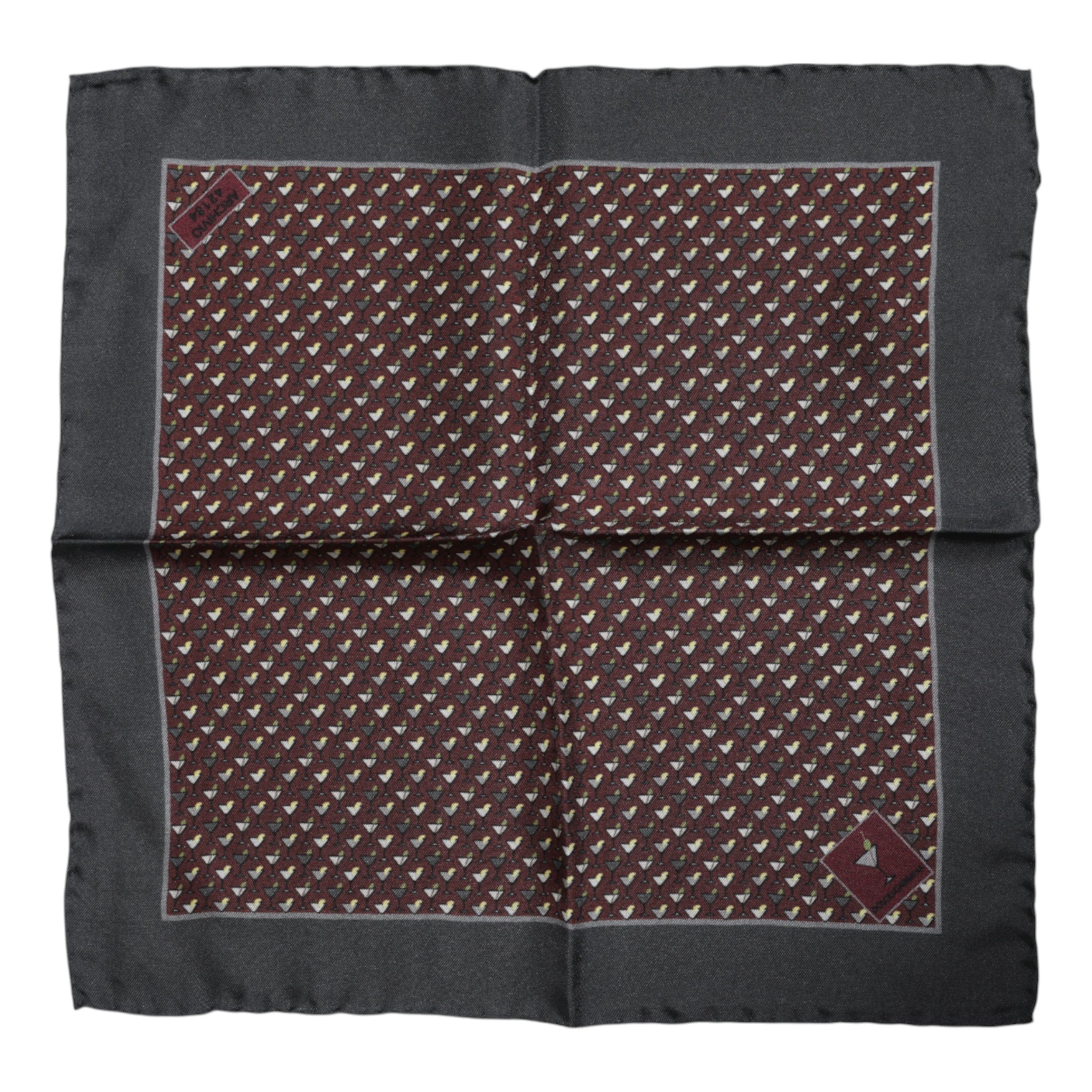 Dolce & Gabbana Maroon Cocktail Silk Square Foulard Scarf Dolce & Gabbana