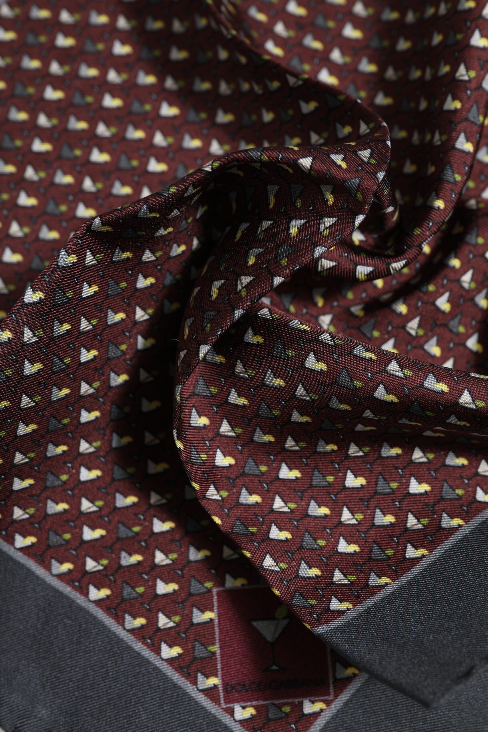 Dolce & Gabbana Maroon Cocktail Silk Square Foulard Scarf Dolce & Gabbana