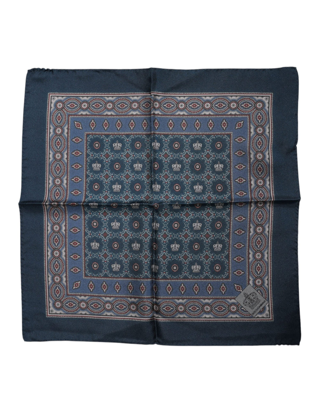 Dolce & Gabbana Blue Printed Silk Square Men Foulard Scarf Dolce & Gabbana