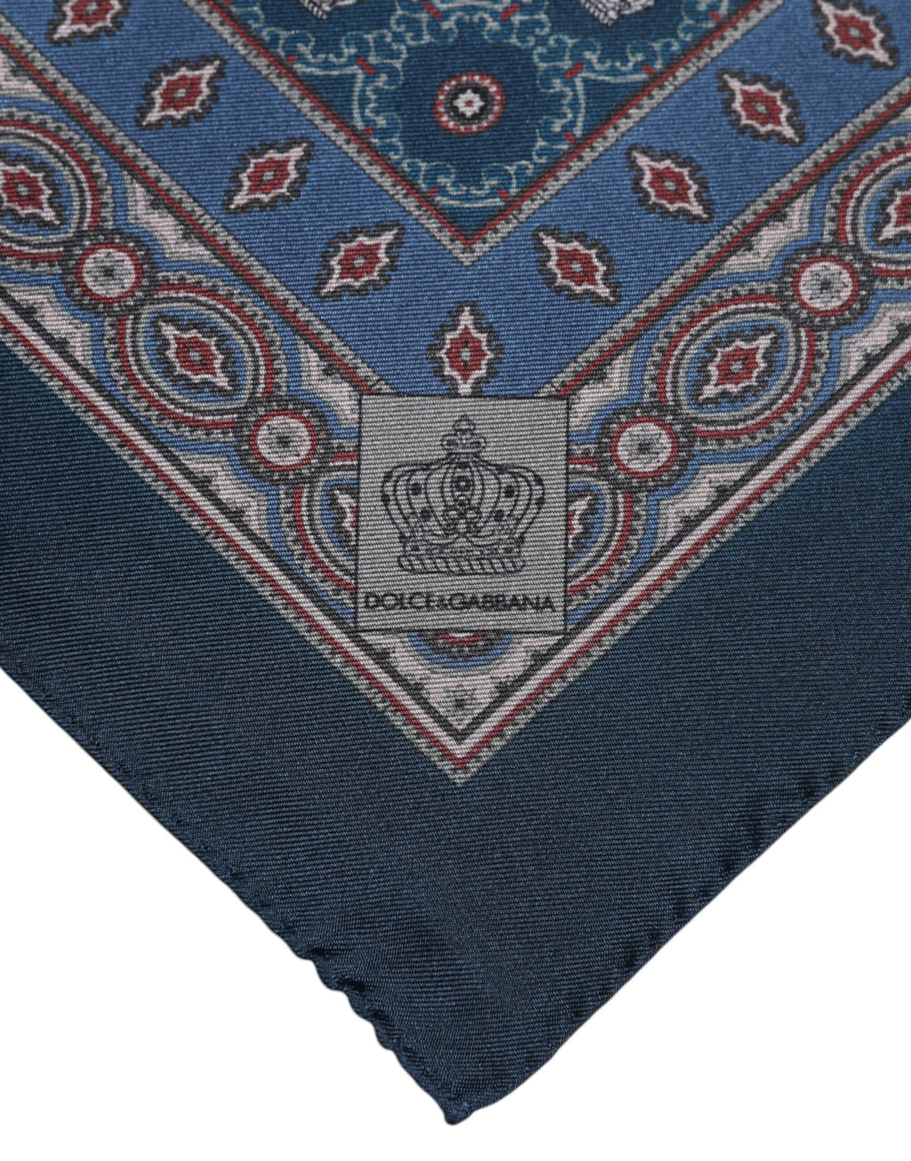 Dolce & Gabbana Blue Printed Silk Square Men Foulard Scarf Dolce & Gabbana