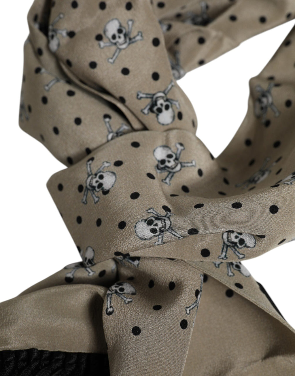 Dolce & Gabbana Gray Skulls Silk Fringes Men Foulard Scarf Dolce & Gabbana