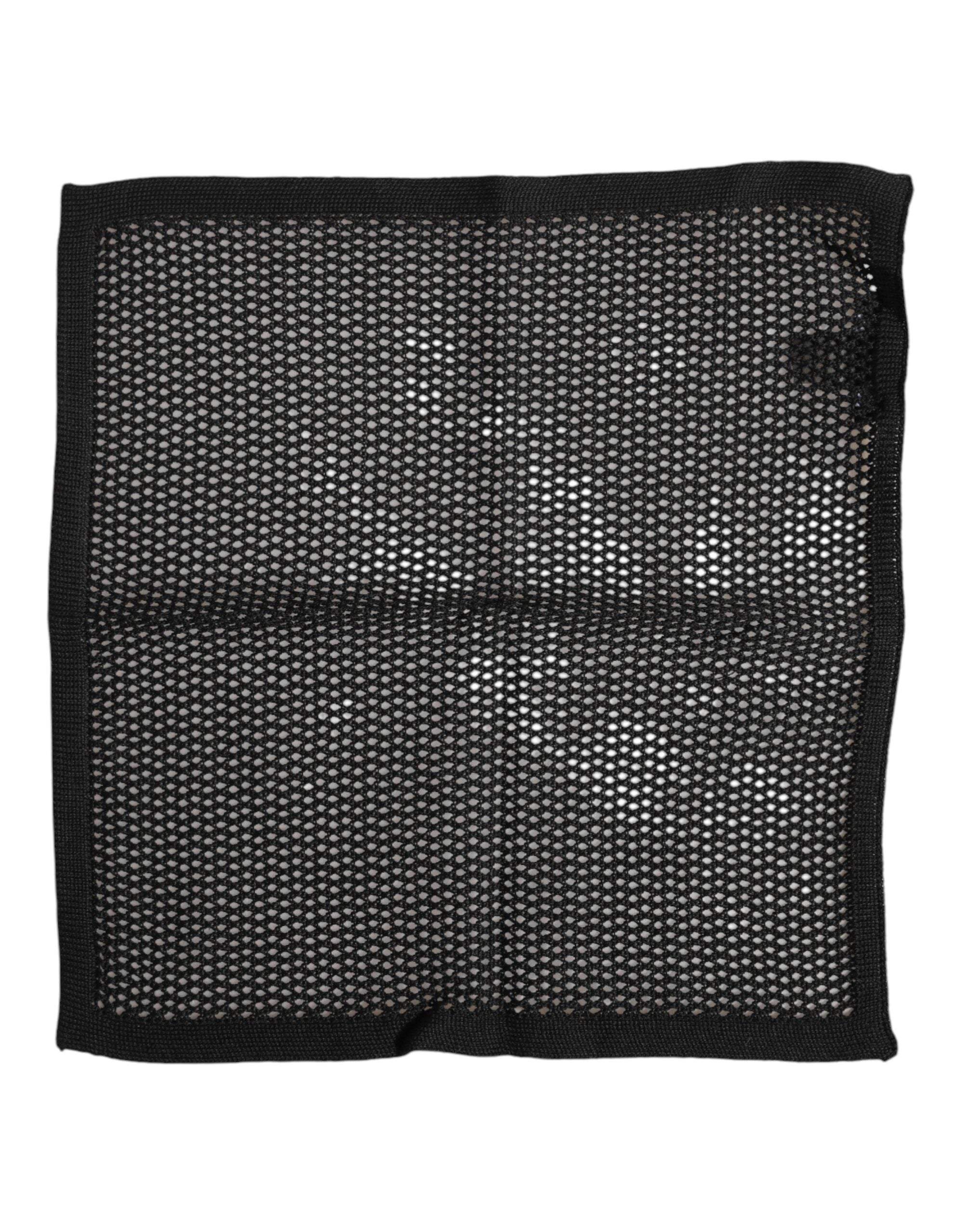 Dolce & Gabbana Black Patterned Cotton Square Foulard Scarf Dolce & Gabbana