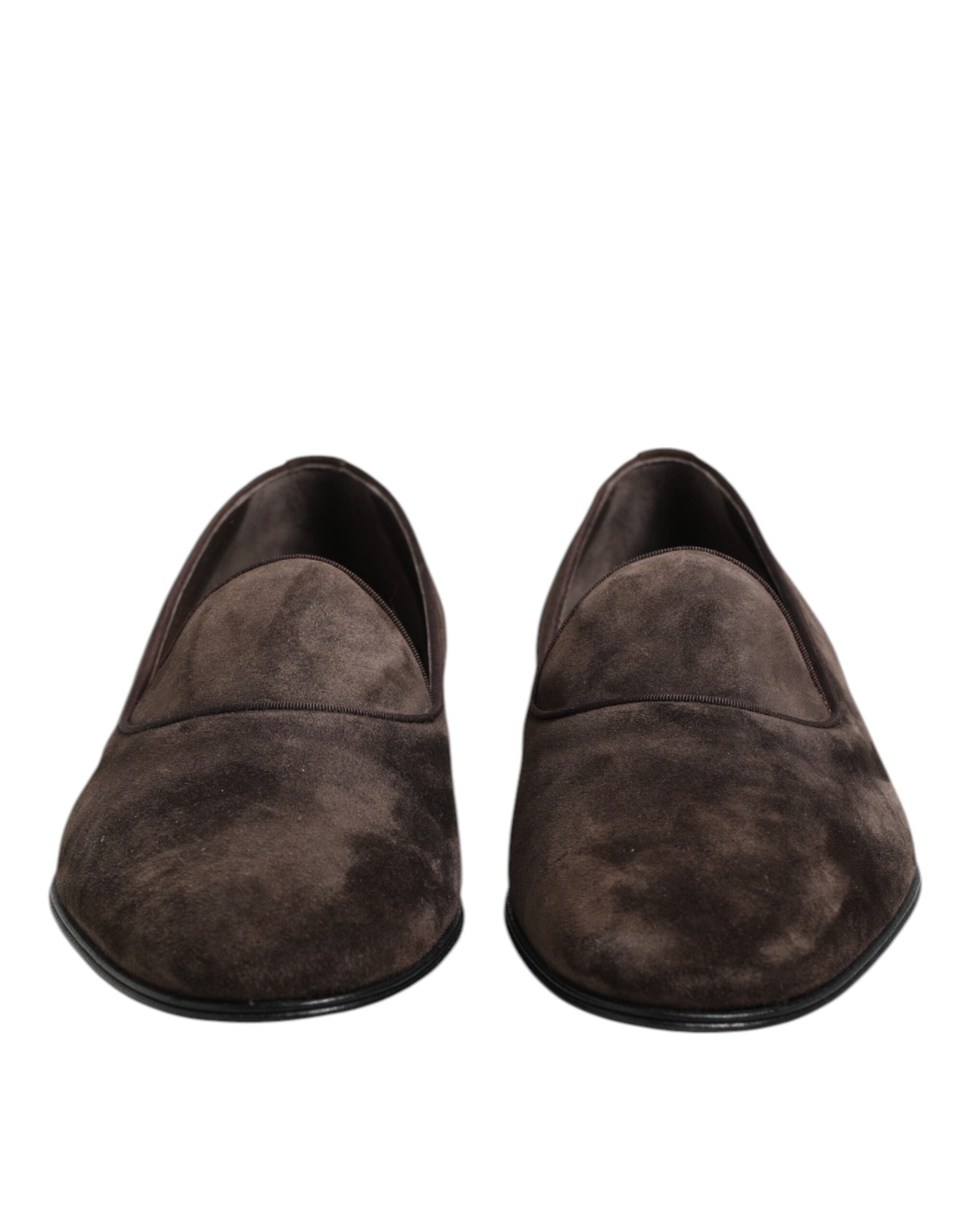 Dolce & Gabbana Brown Velvet Leather Slip On Loafers Shoes Dolce & Gabbana