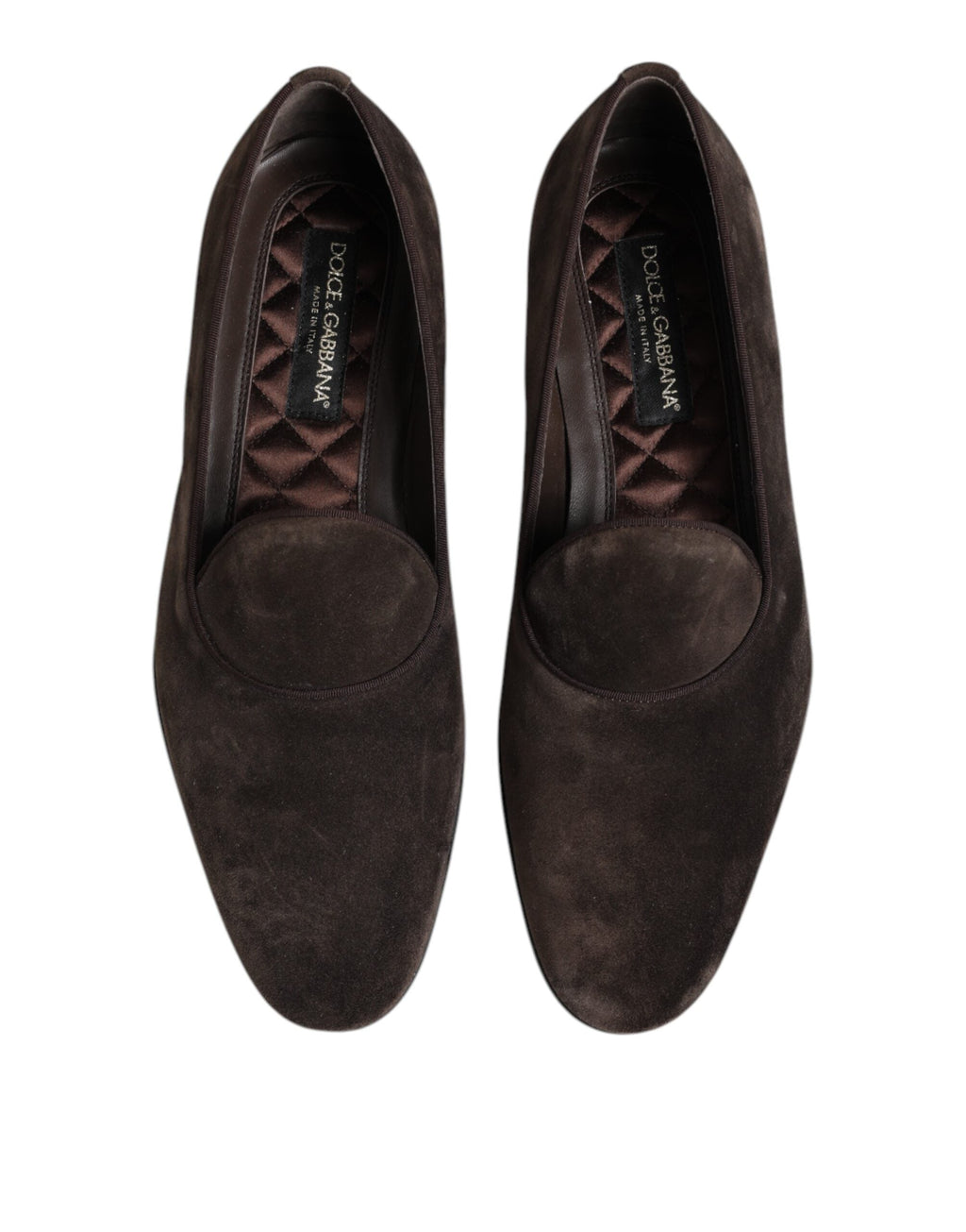 Dolce & Gabbana Brown Velvet Leather Slip On Loafers Shoes Dolce & Gabbana
