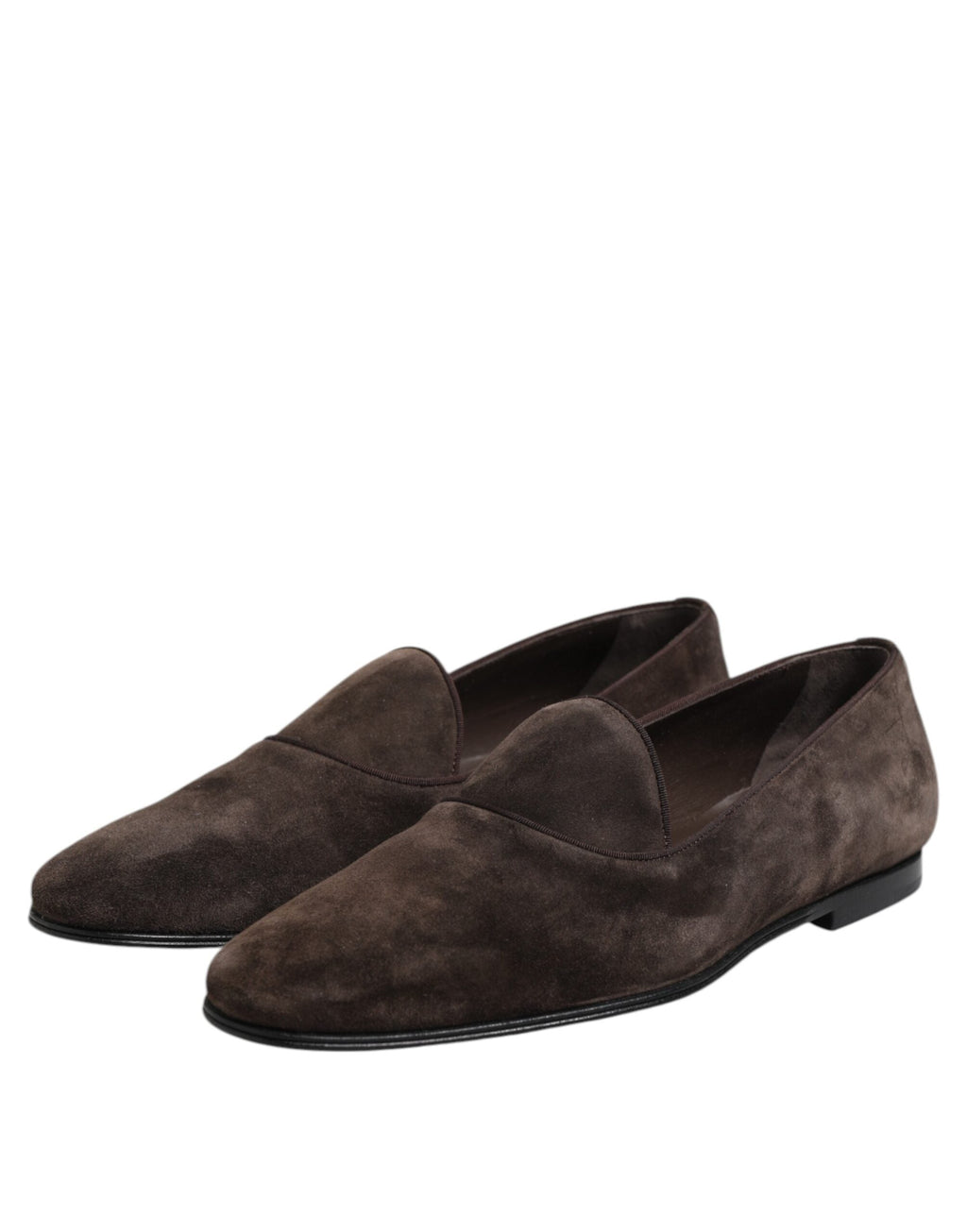 Dolce & Gabbana Brown Velvet Leather Slip On Loafers Shoes Dolce & Gabbana