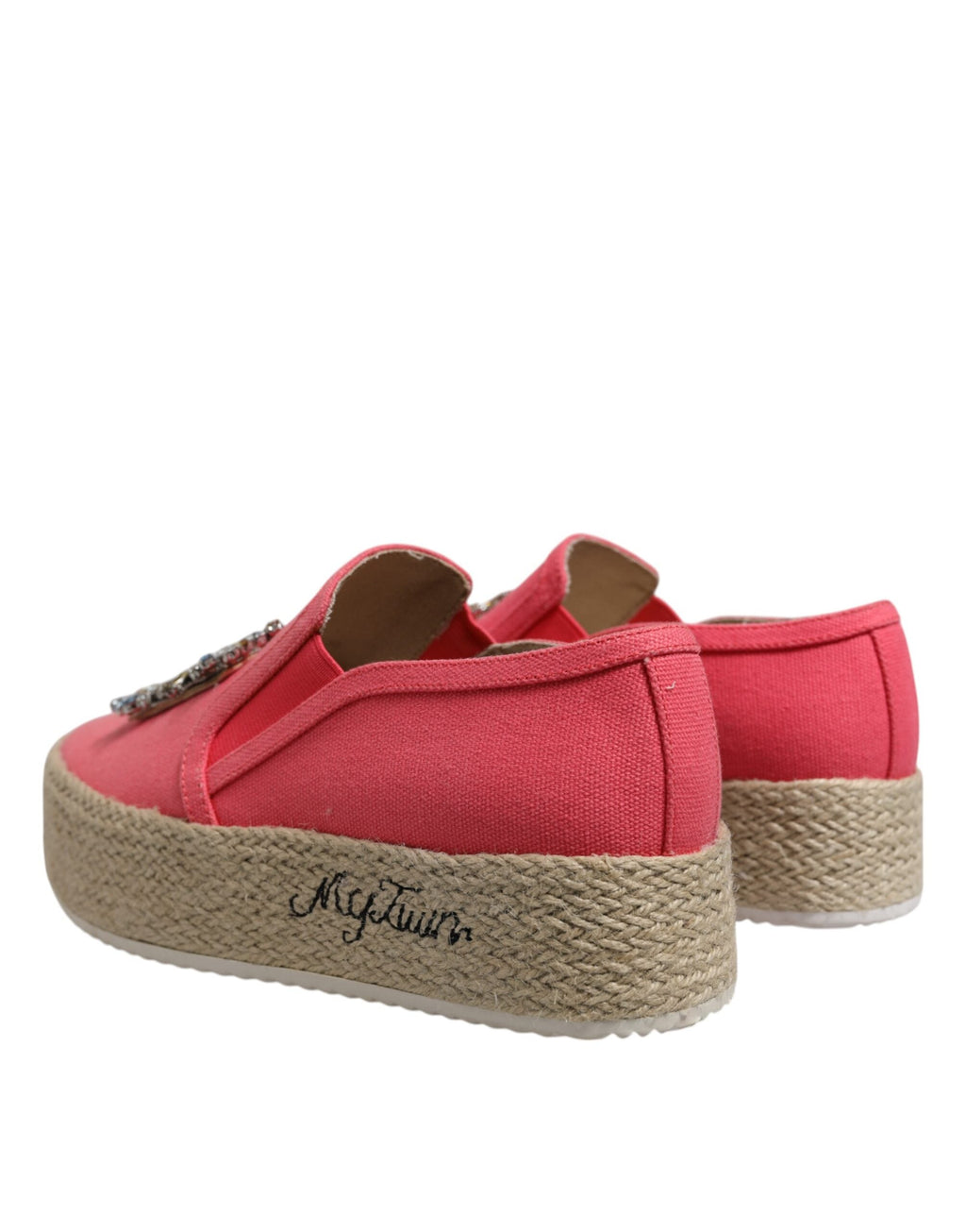 Twinset Pink Canvas Crystal Embellished Slip On Shoes Twinset
