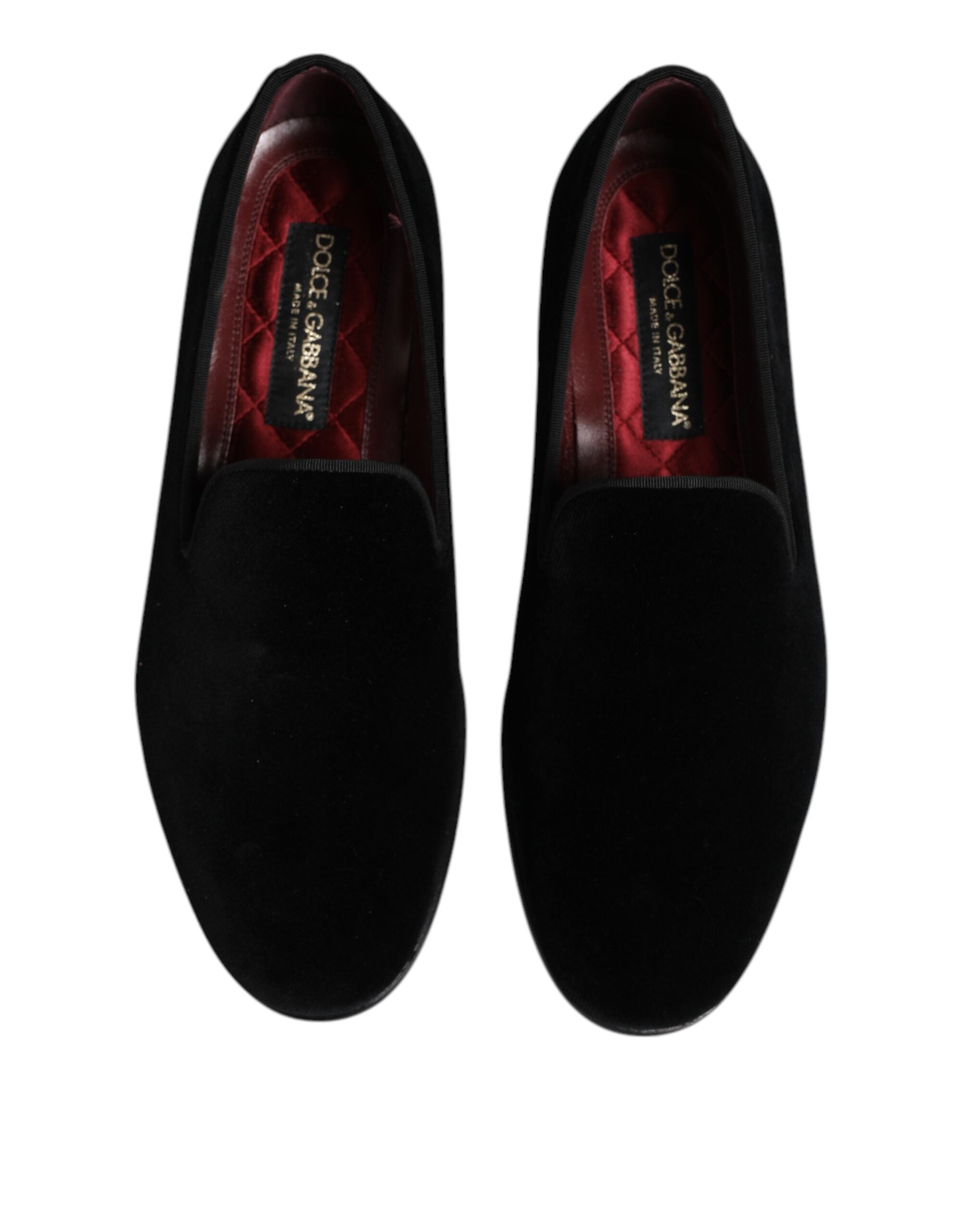 Dolce & Gabbana Black Velvet Slip On Loafers Formal Shoes Dolce & Gabbana