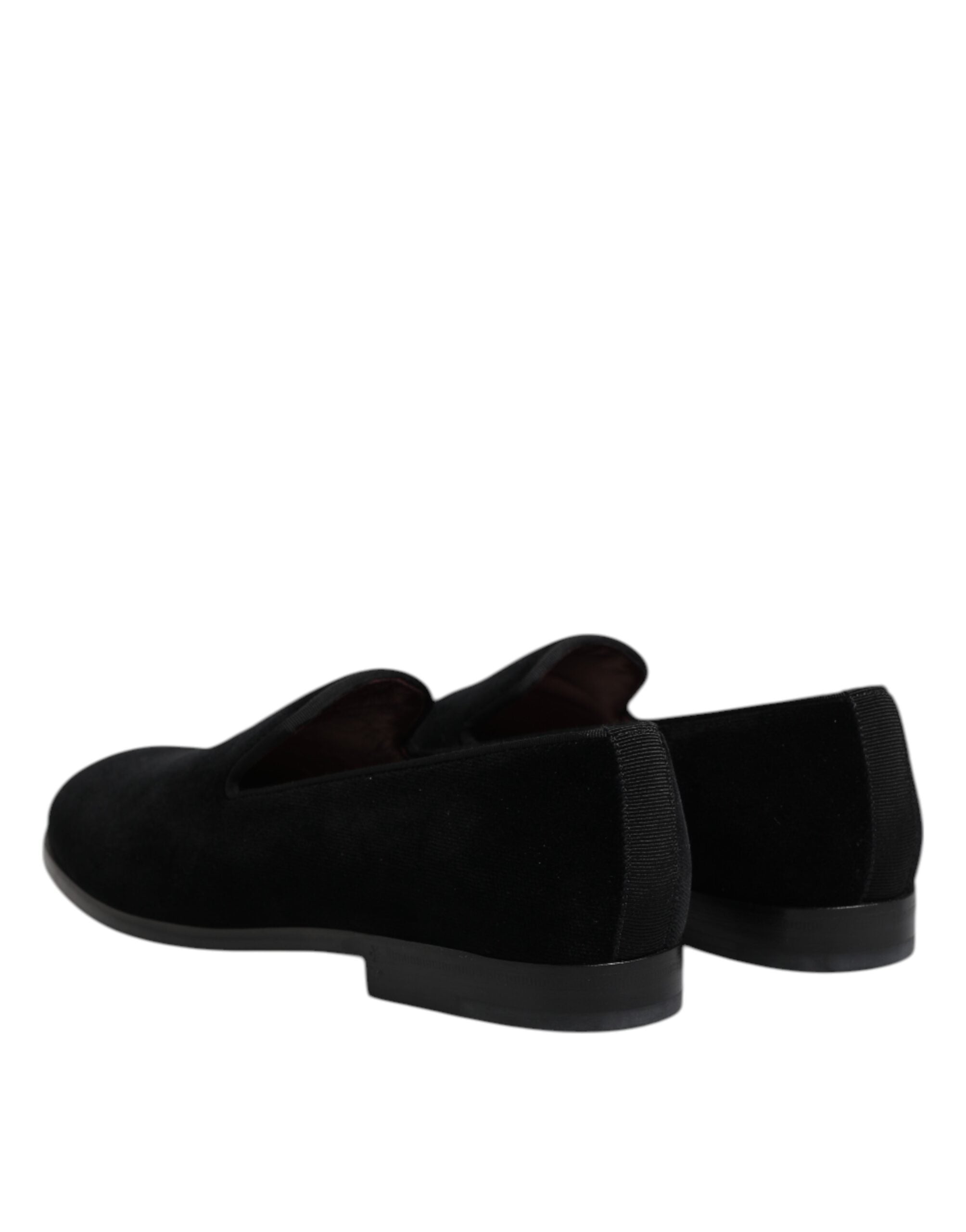 Dolce & Gabbana Black Velvet Slip On Loafers Formal Shoes Dolce & Gabbana