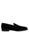 Dolce & Gabbana Black Velvet Slip On Loafers Formal Shoes Dolce & Gabbana