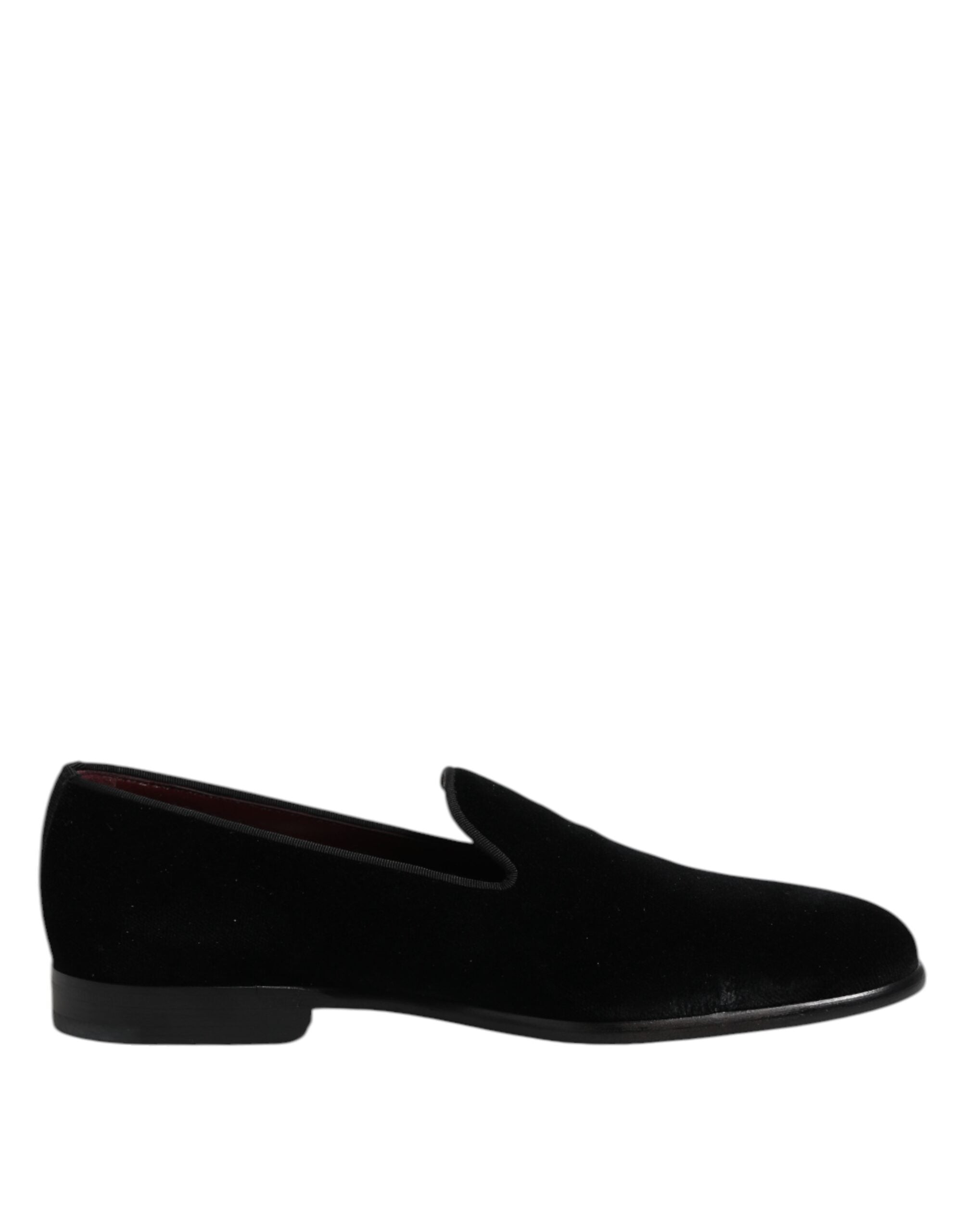 Dolce & Gabbana Black Velvet Slip On Loafers Formal Shoes Dolce & Gabbana