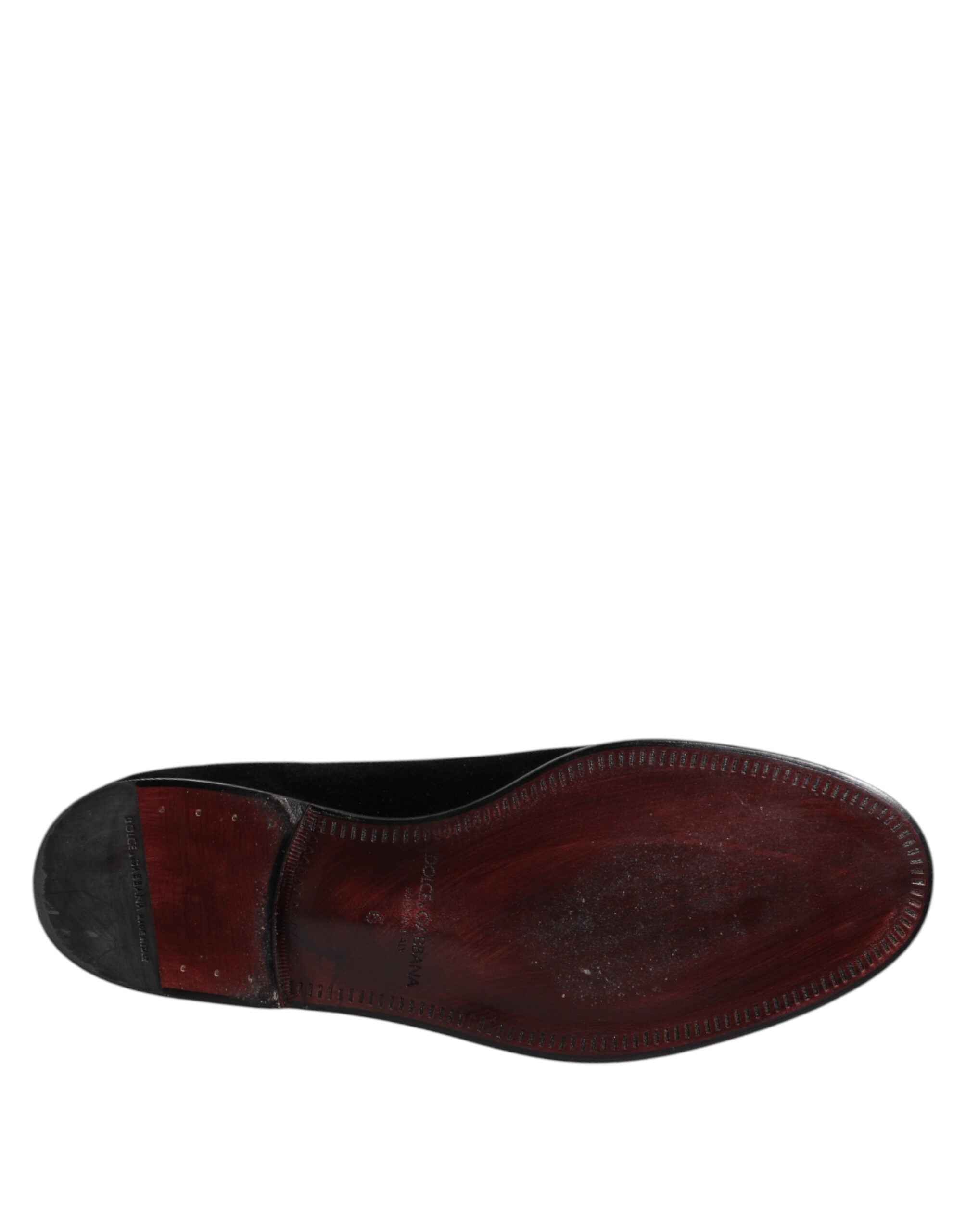 Dolce & Gabbana Black Velvet Slip On Loafers Formal Shoes Dolce & Gabbana