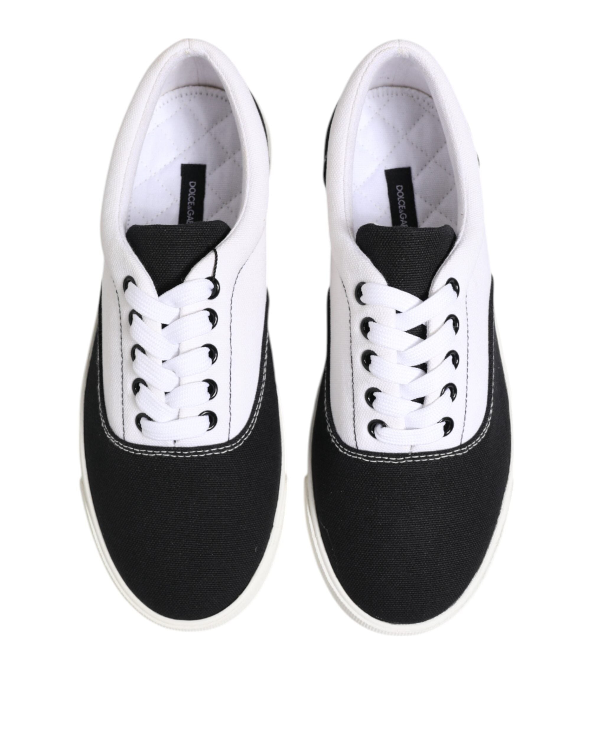 Dolce & Gabbana Black Cotton Canvas Lace Up Men Sneakers Shoes Dolce & Gabbana