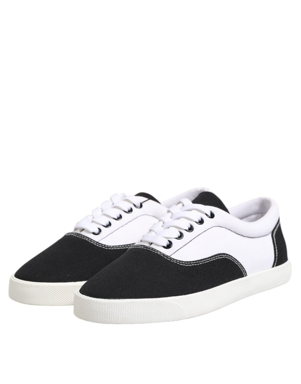 Dolce & Gabbana Black Cotton Canvas Lace Up Men Sneakers Shoes Dolce & Gabbana