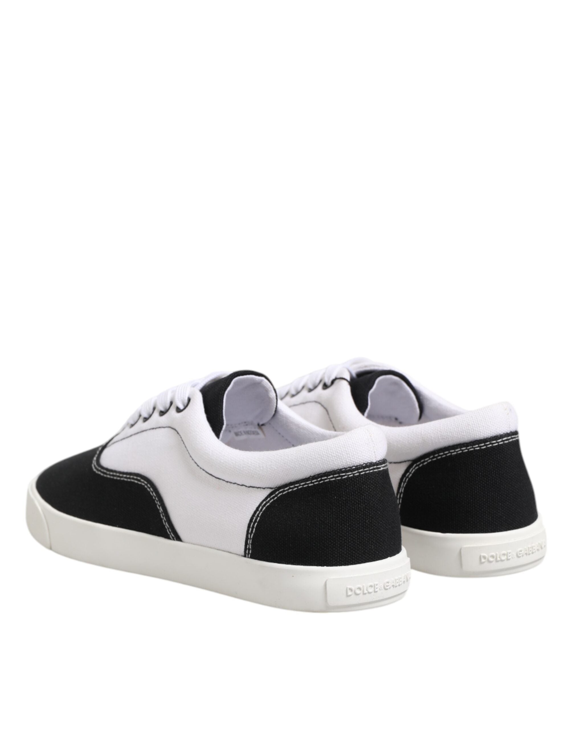 Dolce & Gabbana Black Cotton Canvas Lace Up Men Sneakers Shoes Dolce & Gabbana
