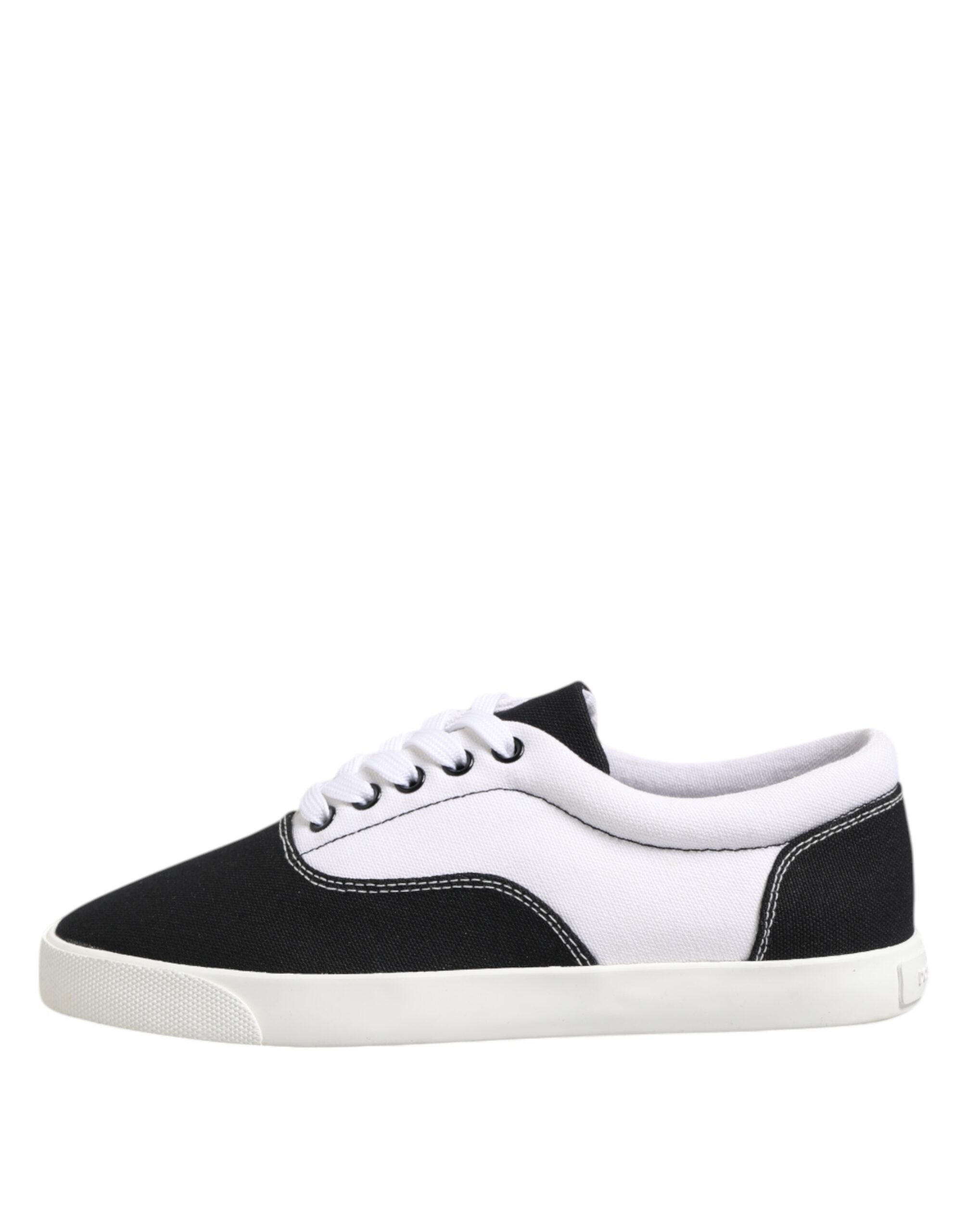 Dolce & Gabbana Black Cotton Canvas Lace Up Men Sneakers Shoes Dolce & Gabbana