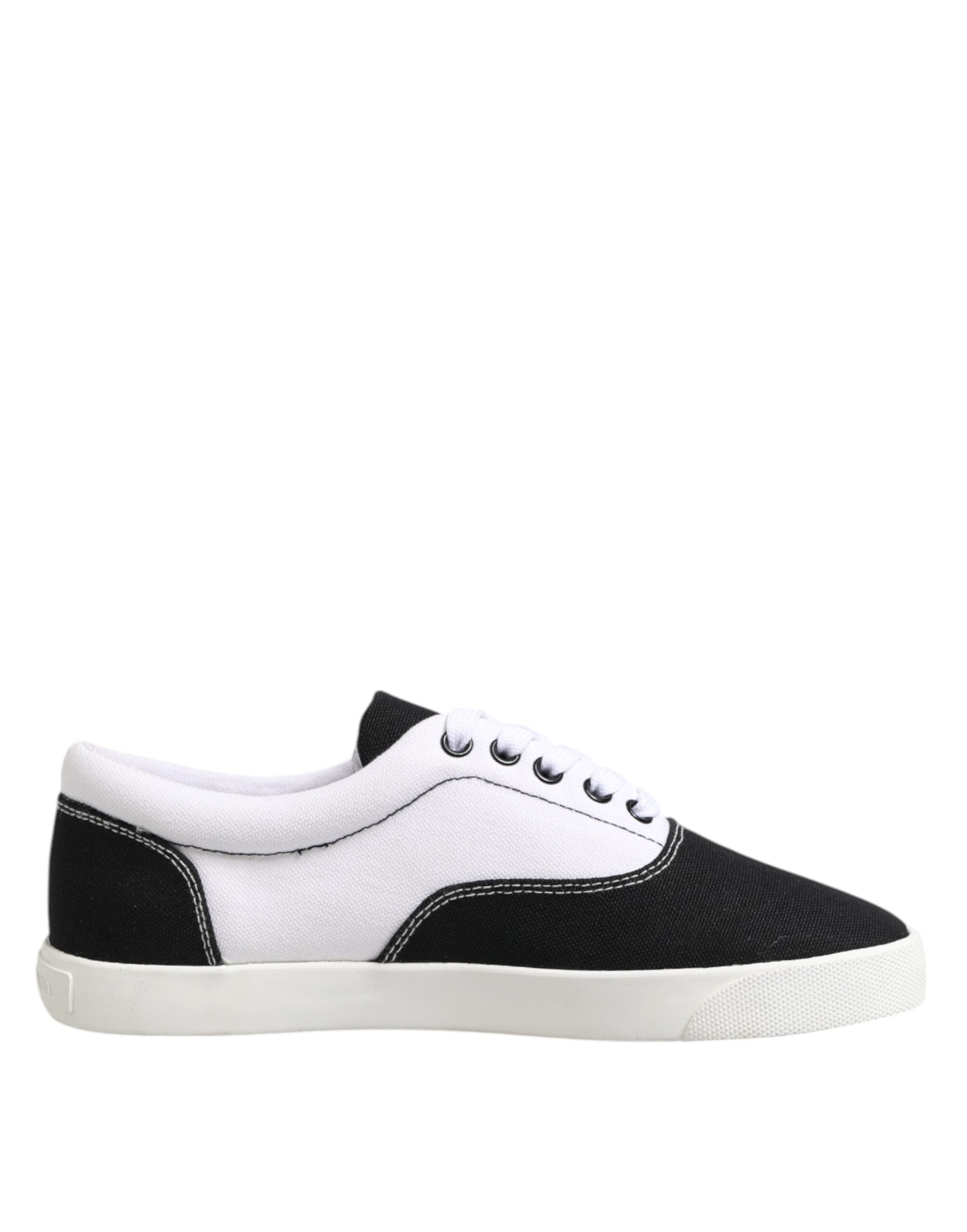 Dolce & Gabbana Black Cotton Canvas Lace Up Men Sneakers Shoes Dolce & Gabbana