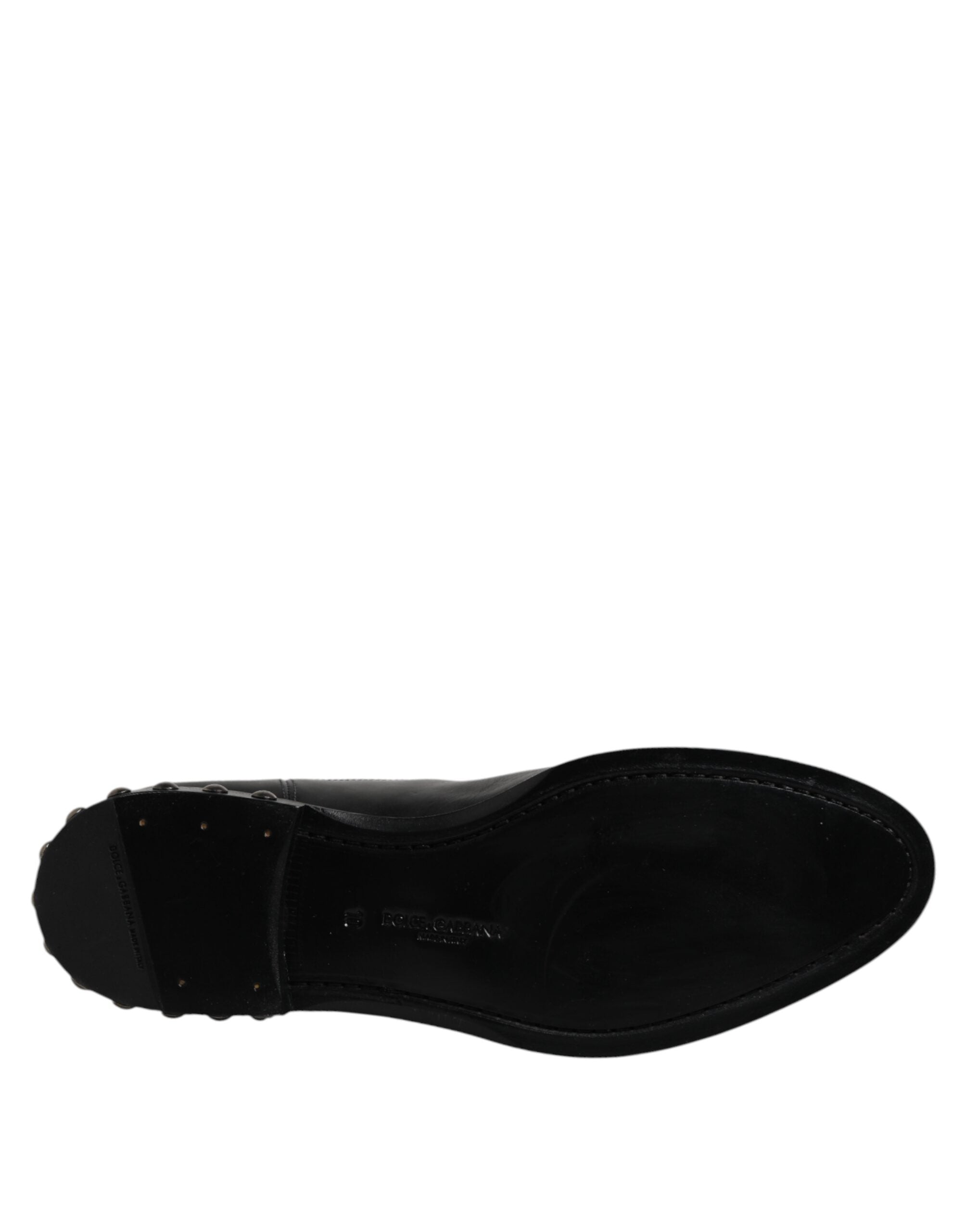 Dolce & Gabbana Black Leather Logo Ankle Boots Studded Shoes Dolce & Gabbana