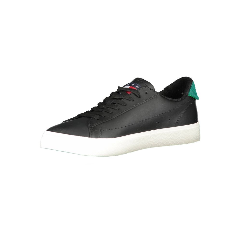 Tommy Hilfiger Black Leather Men Sneaker Tommy Hilfiger