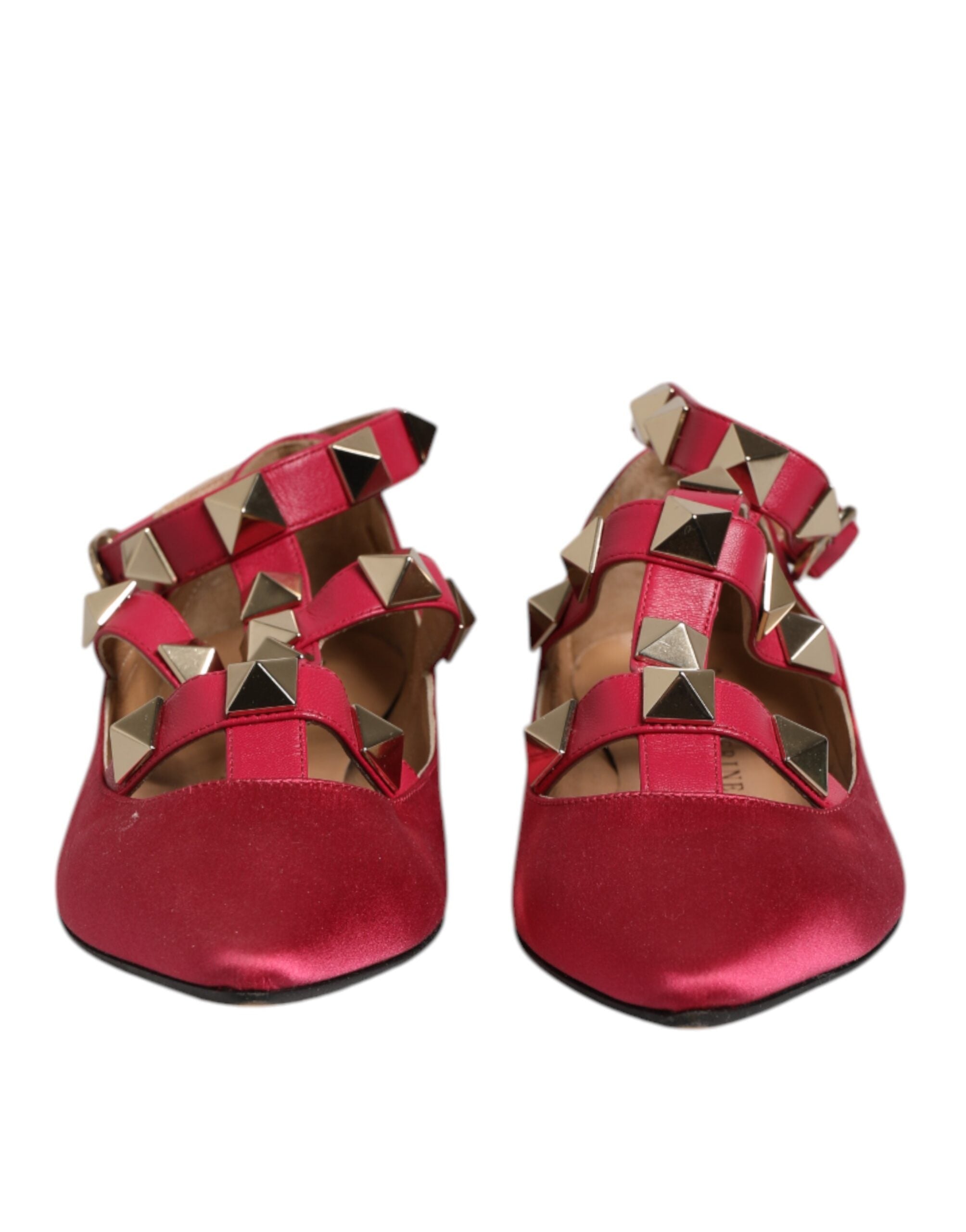 Prosperine Red Gold Studded Pointed Toe Ballet Flats Shoes Prosperine