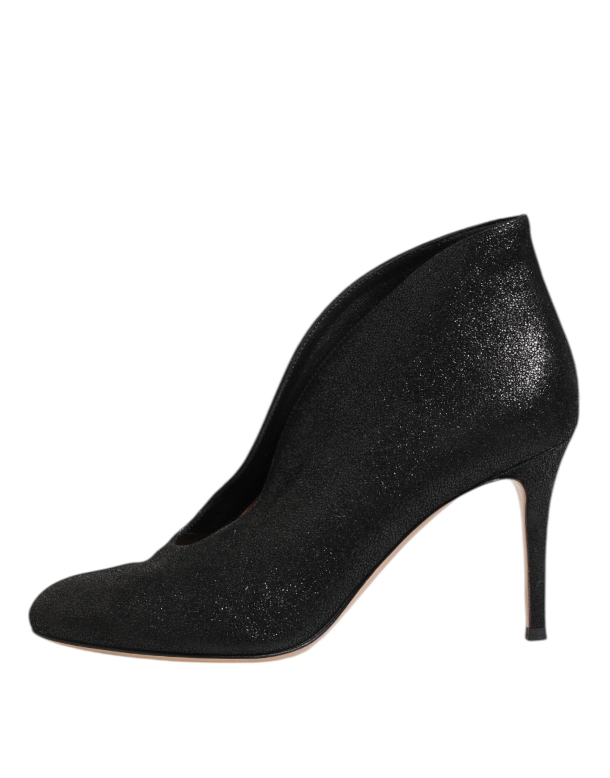 Gianvito Rossi Metallic Black Pump Stiletto Heels Shoes Gianvito Rossi