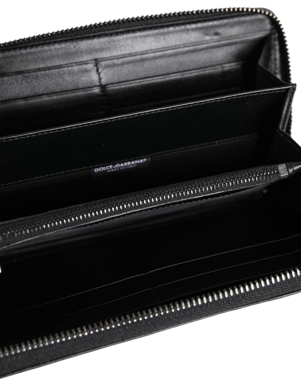 Dolce & Gabbana Black Leather Logo Plaque Zip Around Continental Wallet Dolce & Gabbana