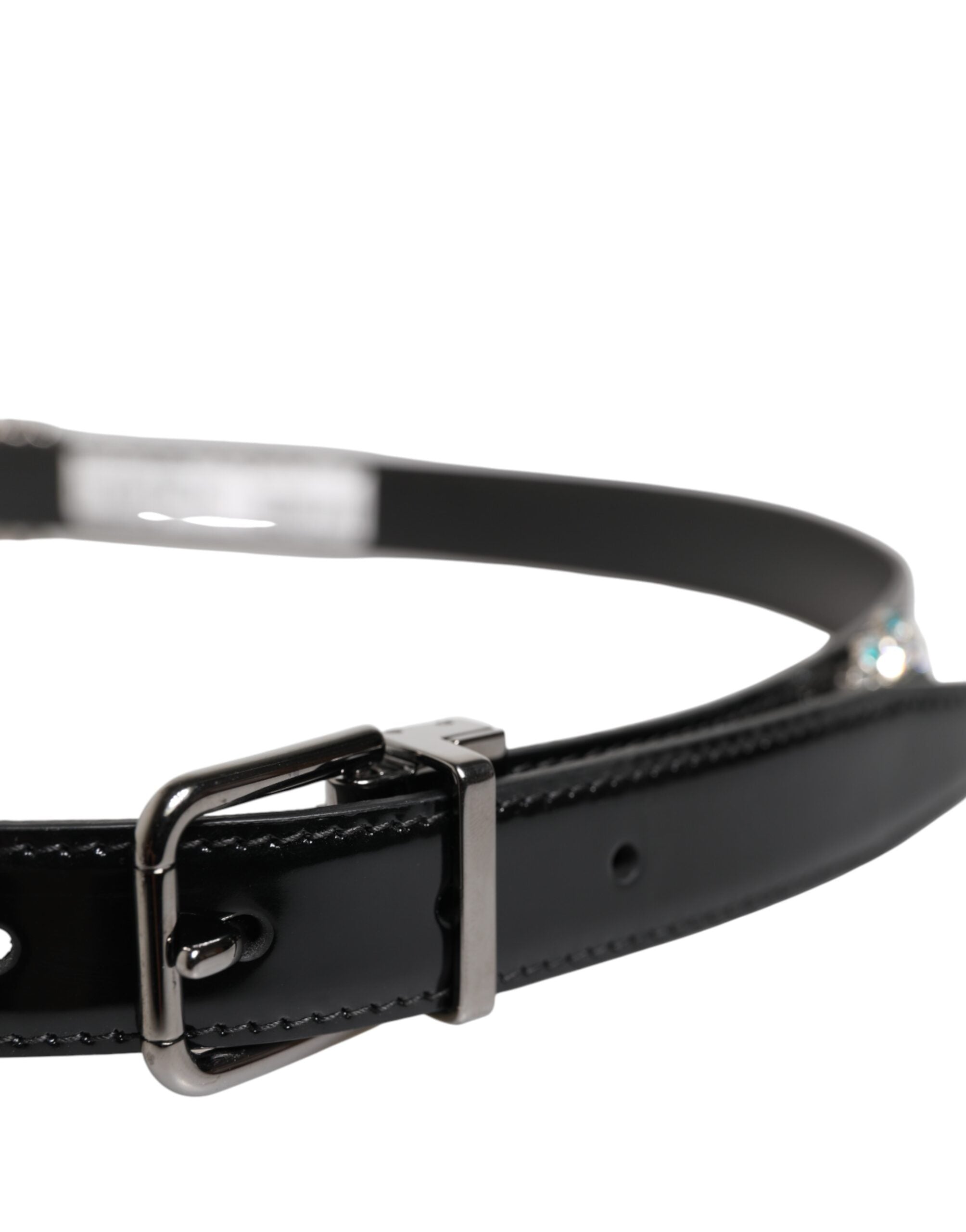 Dolce & Gabbana Black Embellished Metal Logo Buckle Belt Dolce & Gabbana