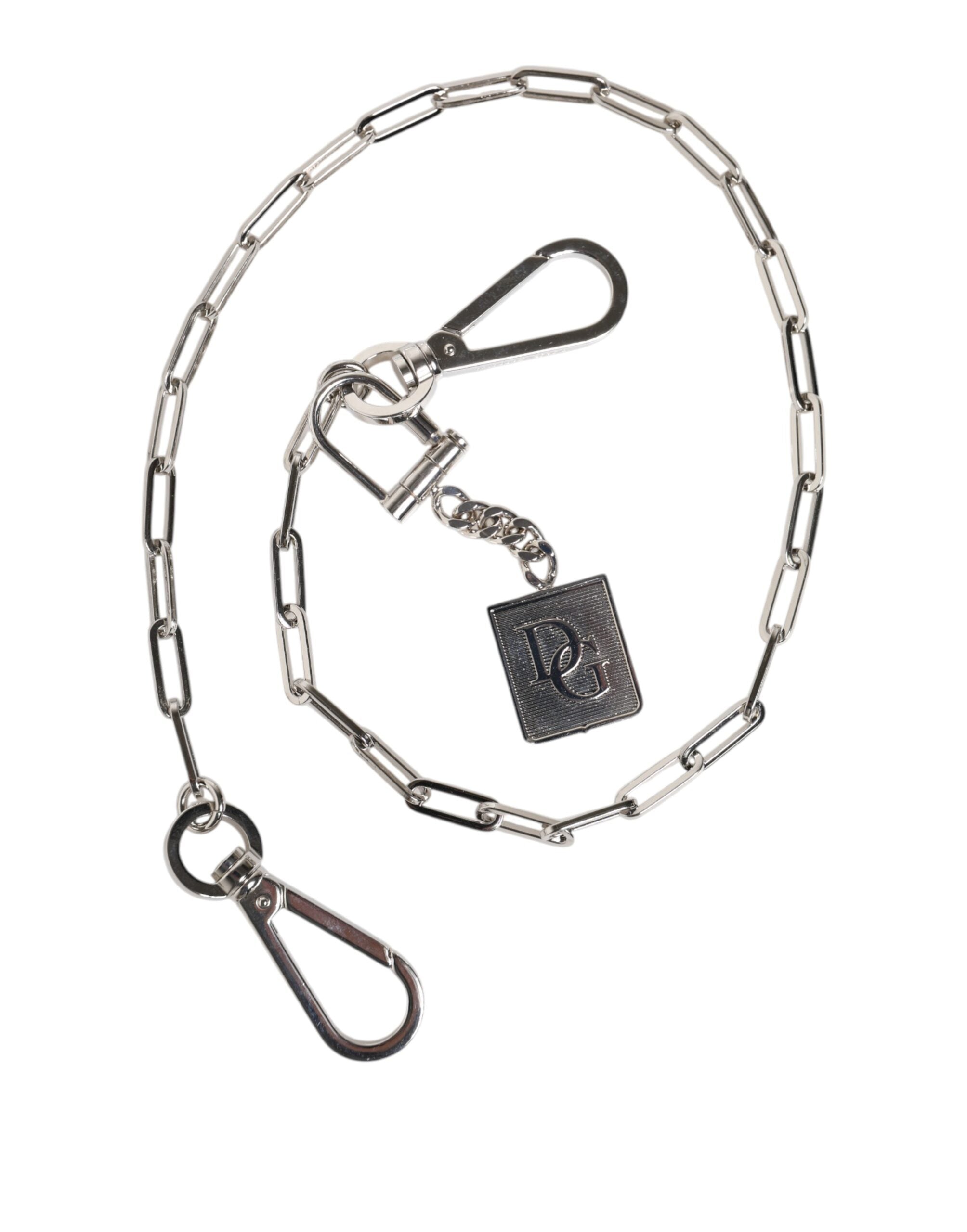 Dolce & Gabbana Silver Tone Metal Chain DG Charm Belt Keychain Dolce & Gabbana
