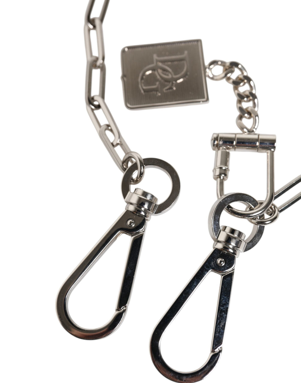 Dolce & Gabbana Silver Tone Metal Chain DG Charm Belt Keychain Dolce & Gabbana