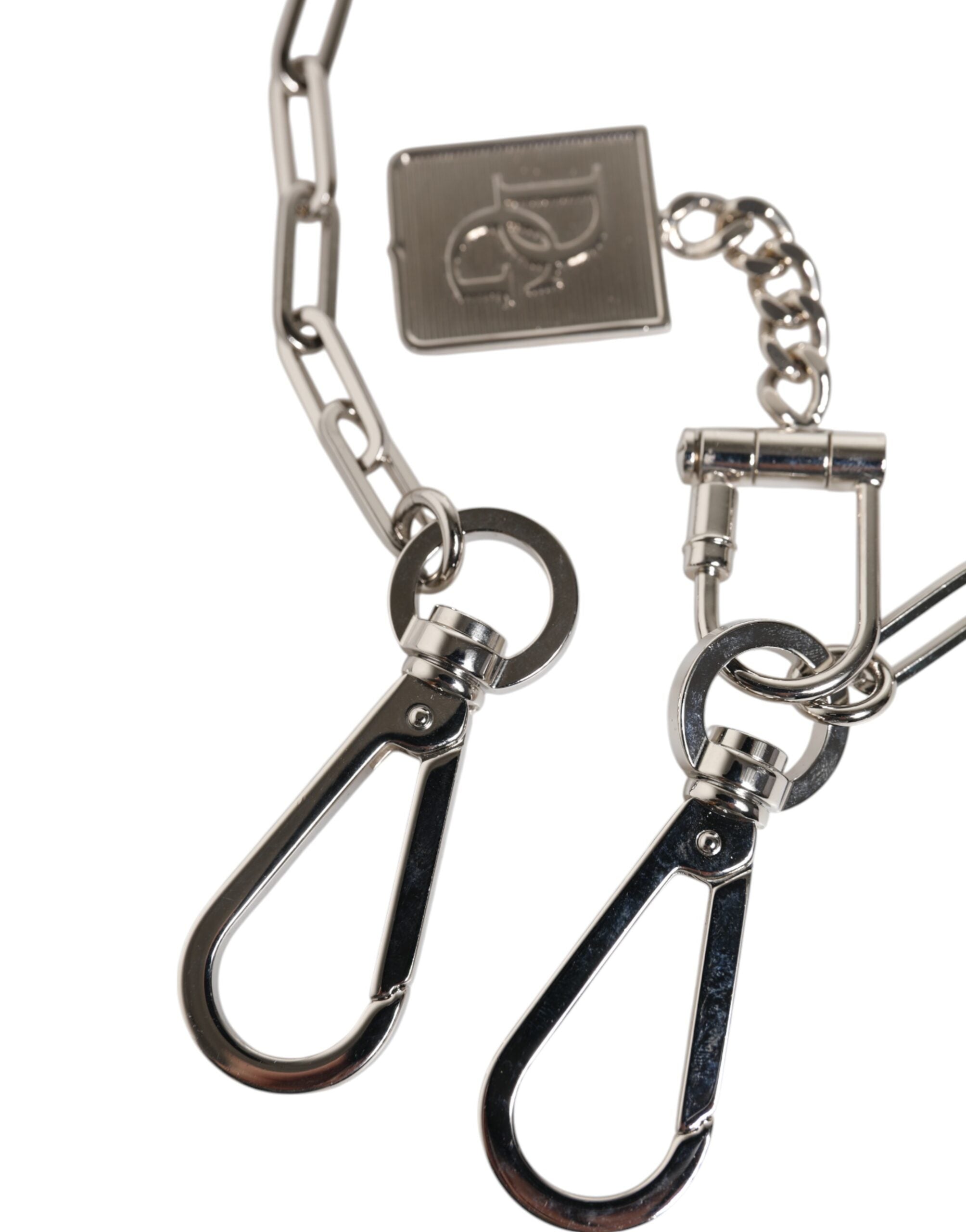 Dolce & Gabbana Silver Tone Metal Chain DG Charm Belt Keychain Dolce & Gabbana