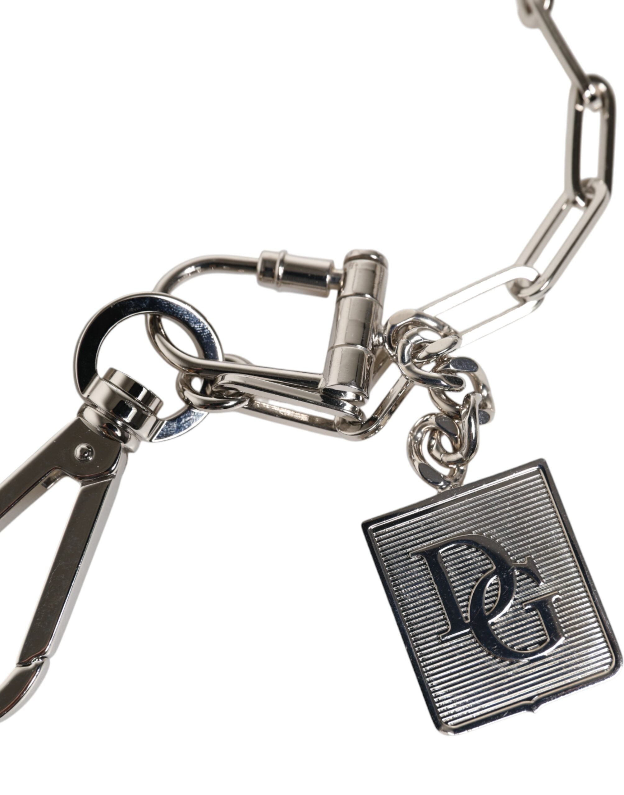 Dolce & Gabbana Silver Tone Metal Chain DG Charm Belt Keychain Dolce & Gabbana