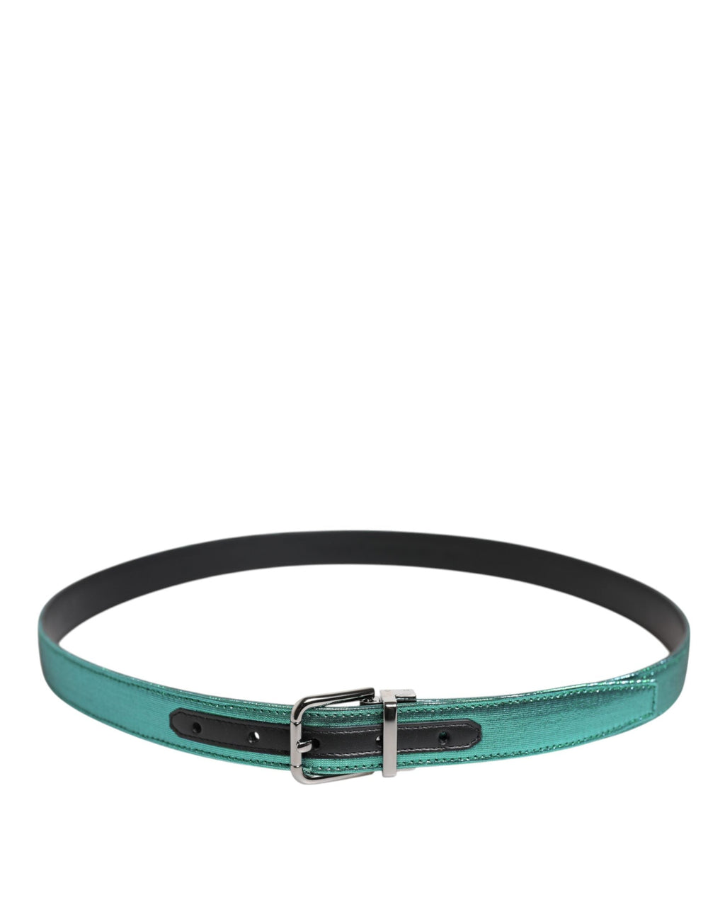 Dolce & Gabbana Green Black Polyester Metal Buckle Belt Dolce & Gabbana