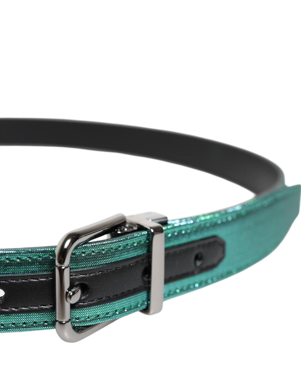 Dolce & Gabbana Green Black Polyester Metal Buckle Belt Dolce & Gabbana